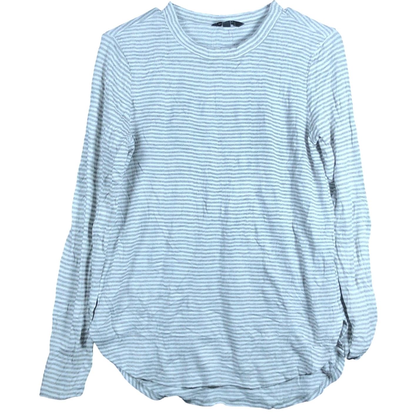 Banana Republic Banana Republic Womens Shirt Gray White Stripe Long Sleeve Cozy Stretch Small Crew Neck Casual Workwear Holiday Fashion Womens Size S / US 4 / IT 40 - 2 Thumbnail