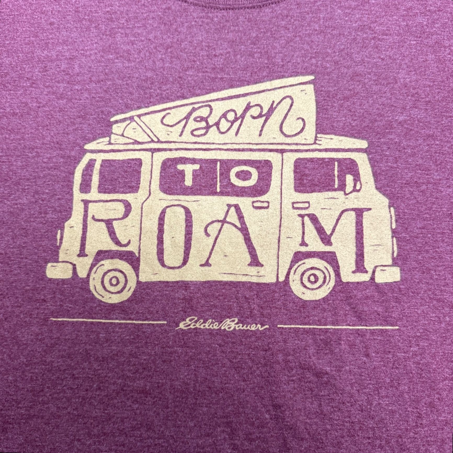 Tommy Bahama VINTAGE Eddie Bauer Born To Roam Graphic T-Shirt Mens XL Maroon Camper Van Crew Neck Tee Size US L / EU 52-54 / 3 - 3 Thumbnail