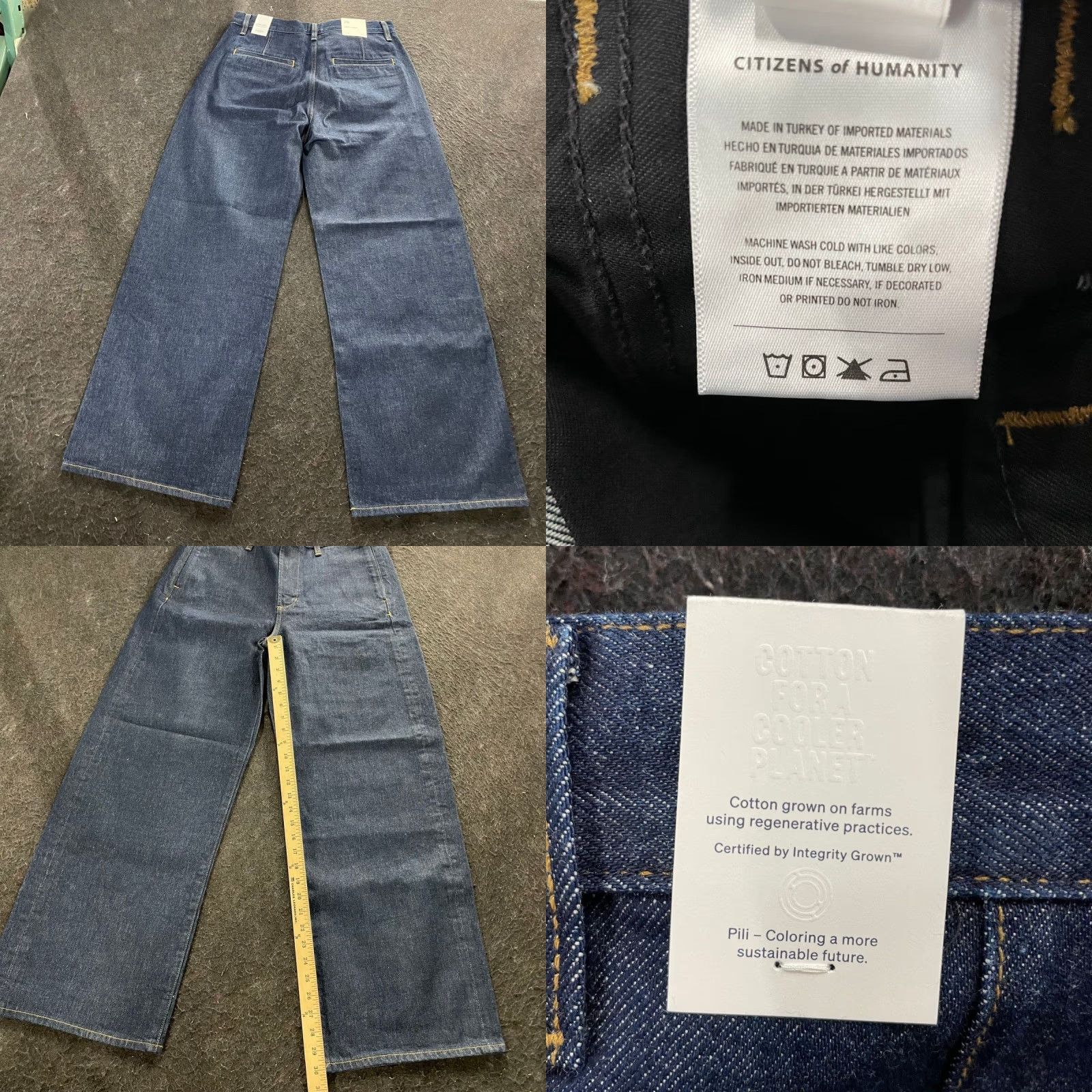 CITIZENS OF HUMANITY Ayla Polish Denim Trousers Jeans Women's 28 Blue Regular Straight Button Pockets Fabric Denim