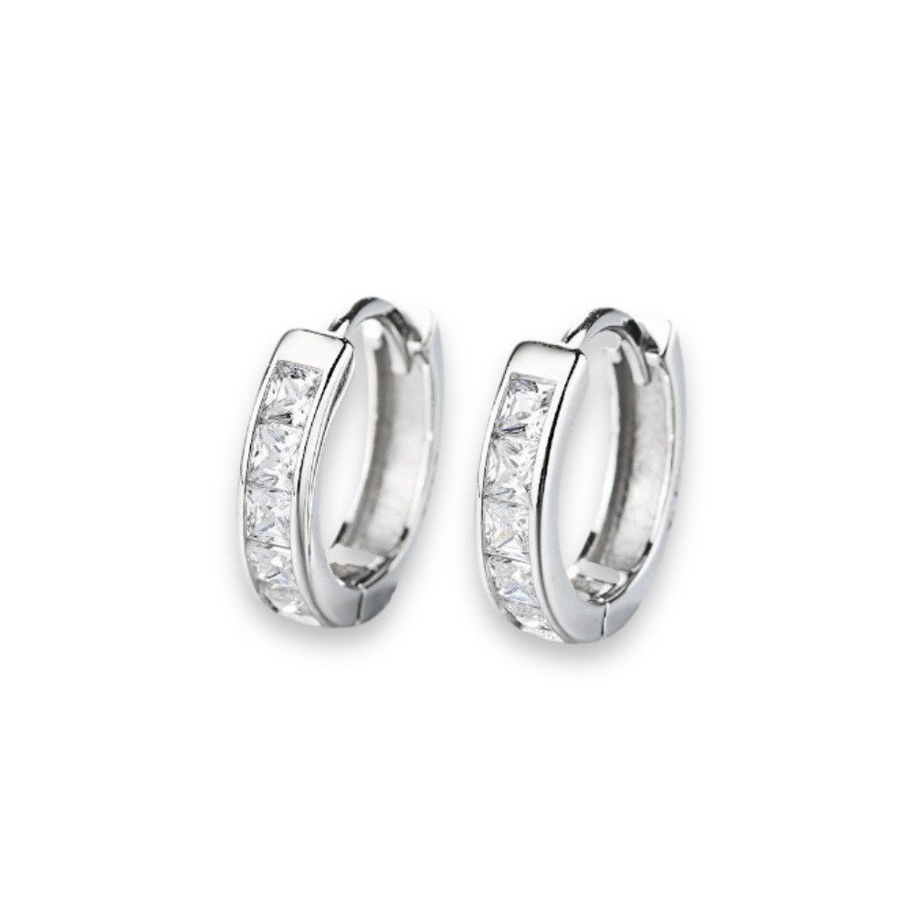 Other CZ Small Silver Hoop Earrings for Women Men Size ONE SIZE - 1 Thumbnail
