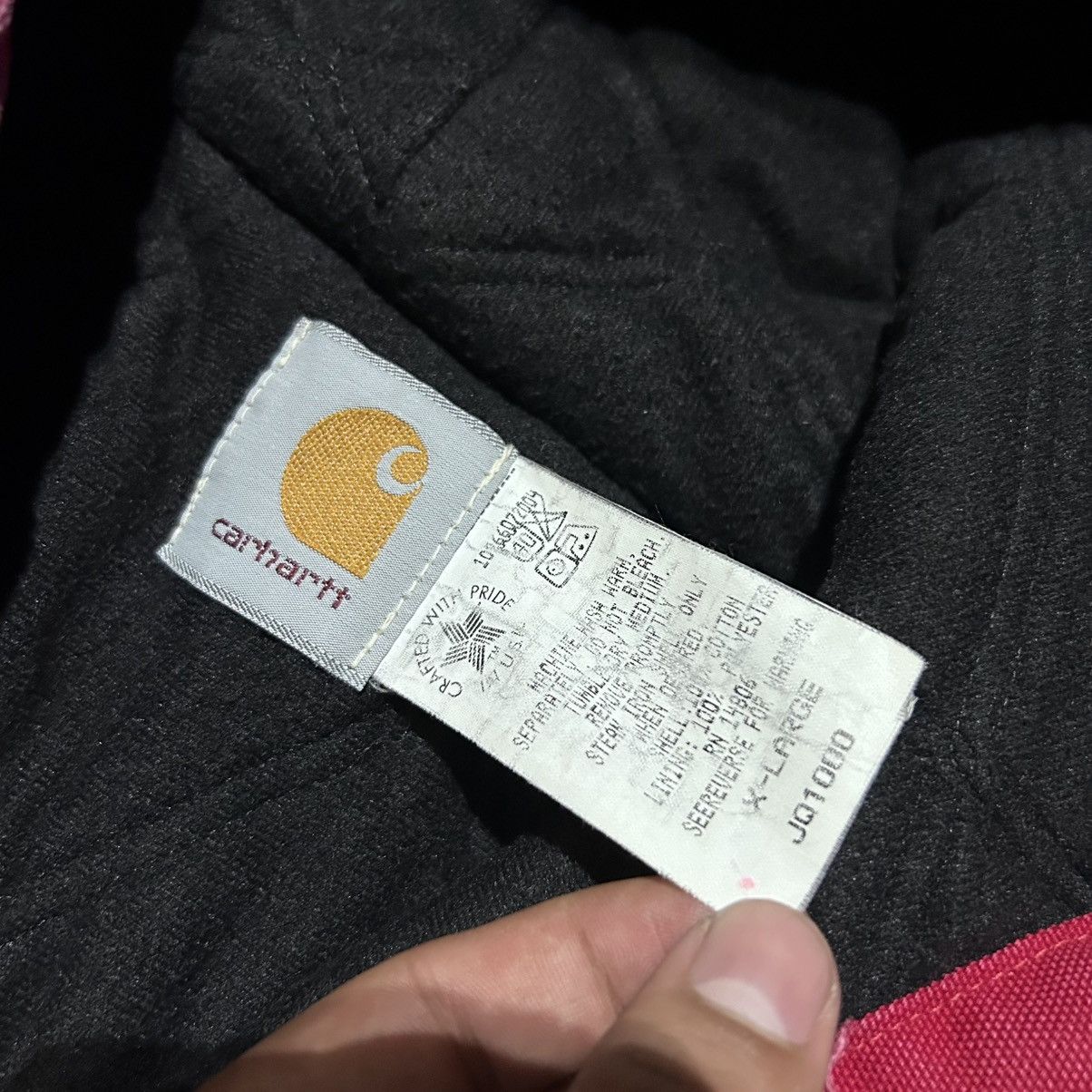 Carhartt Vintage 90s Carhartt Cherry Red Hooded Jacket XL Size US XL / EU 56 / 4 - 4 Thumbnail