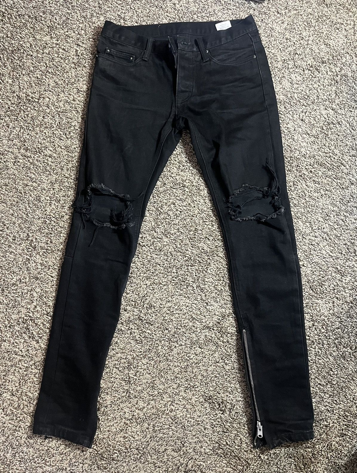 MNML MNML Distressed Knee Jeans Zip Black 28 Size US 28 / EU 44 - 1 Thumbnail