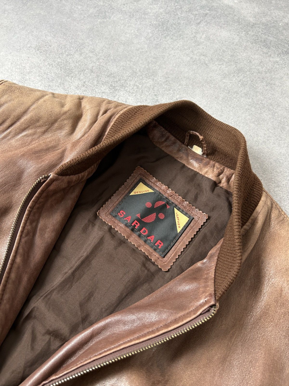 Genuine Leather Vintage Sardar Genuine Leather brown bomber jacket mens Size US S / EU 44-46 / 1 - 6 Thumbnail