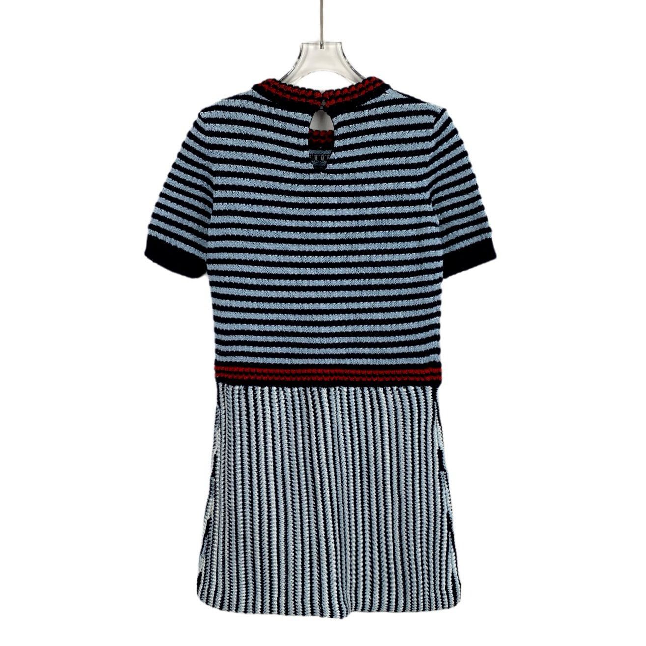 Miu Miu Miu Miu Blue Striped Cotton Knit Dress (Size M) Size S / US 4 / IT 40 - 8 Thumbnail