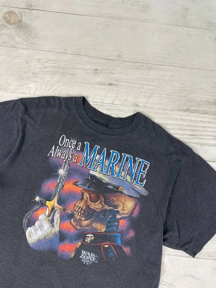 Harley Davidson Harley Davidson 1991 3D Emblem Once A Always A Marine TEE Size US XL / EU 56 / 4 - 2 Thumbnail