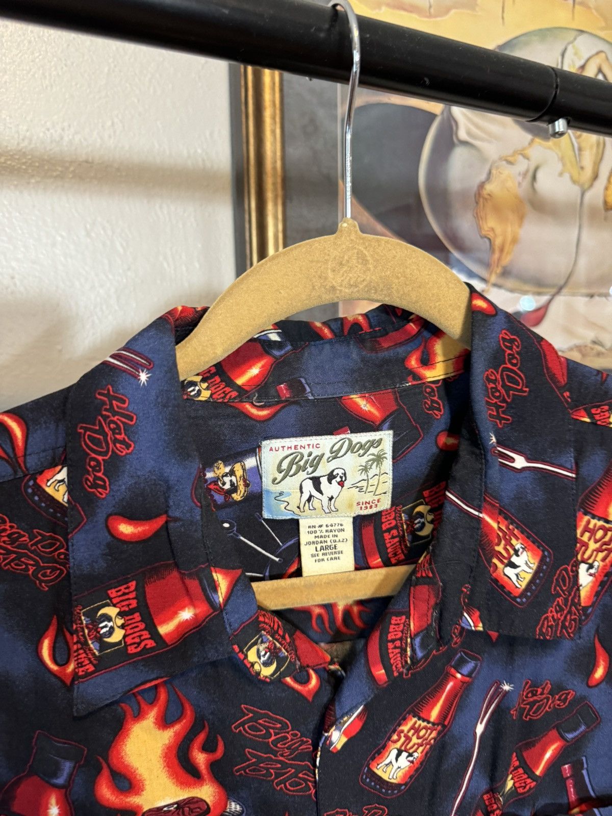 Big Dogs × Vintage Vintage Big Dog Hot Sauce Rayon Shirt Size US L / EU 52-54 / 3 - 4 Thumbnail