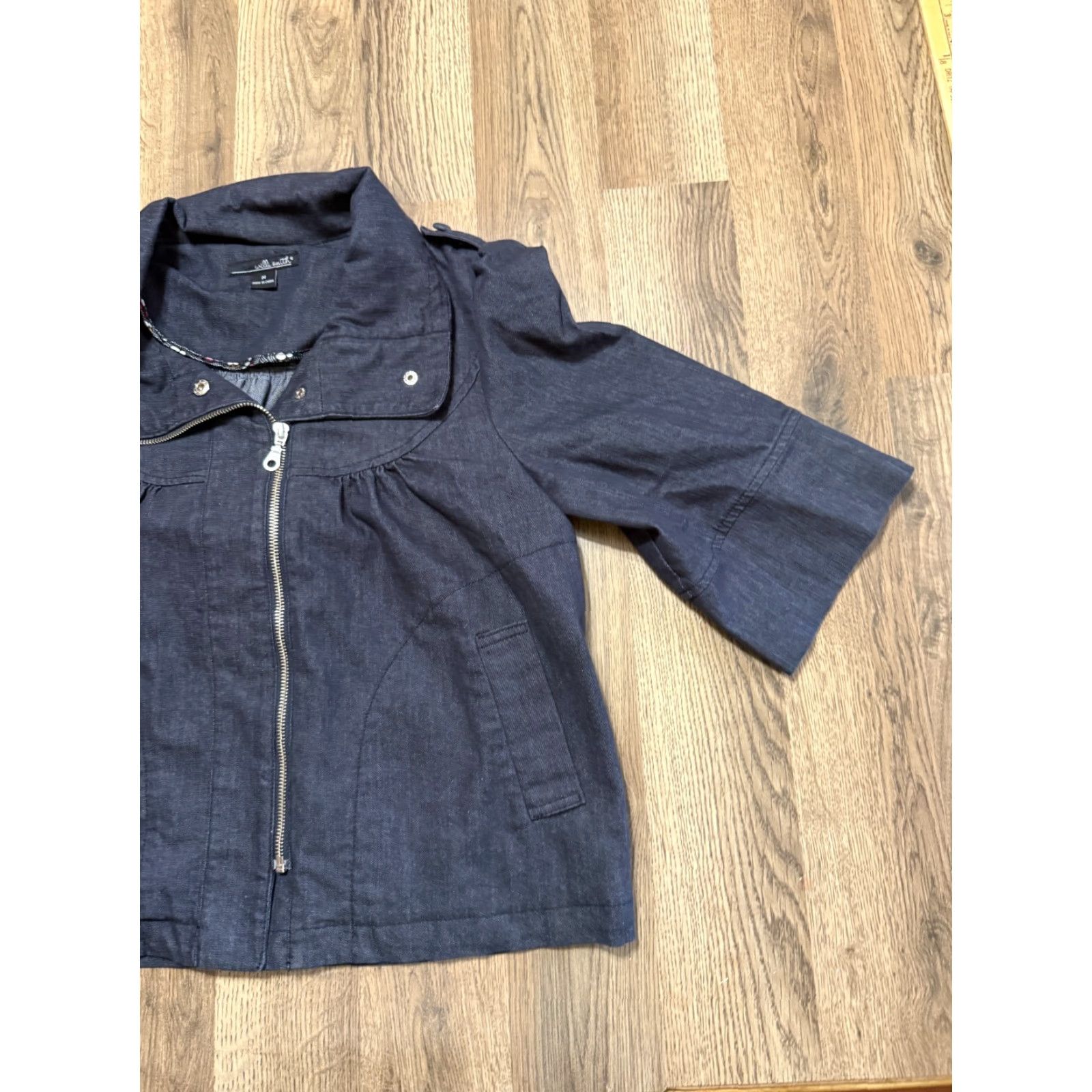 Willi Smith Willi Smith Jacket Women's Medium Dark Blue Denim Full Zip Jacket Jeans, Regular Fit, Cotton, Blue, Casual, 4 Season, Women, Jacket, Full Zip Size 32" / US 10 / IT 46 - 4 Thumbnail