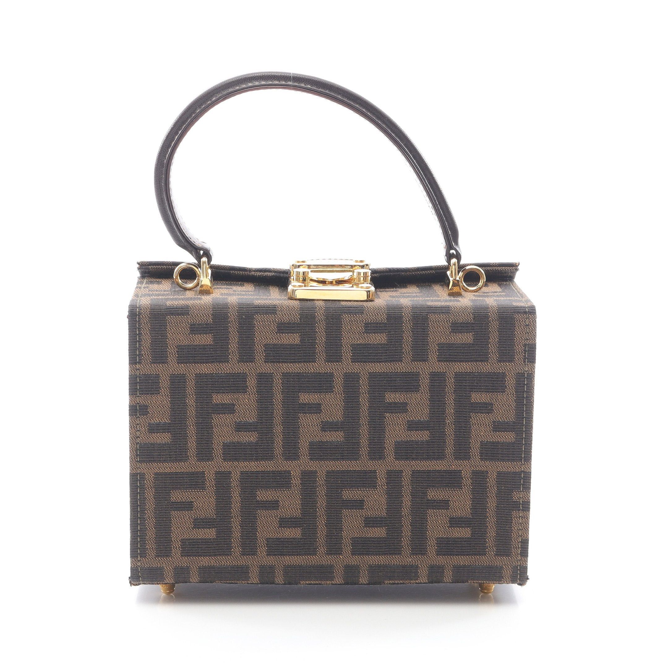 Fendi Fendi Zucca Vanity Bag Handbag Nylon Canvas Leather Brown Dark Size ONE SIZE - 1 Thumbnail
