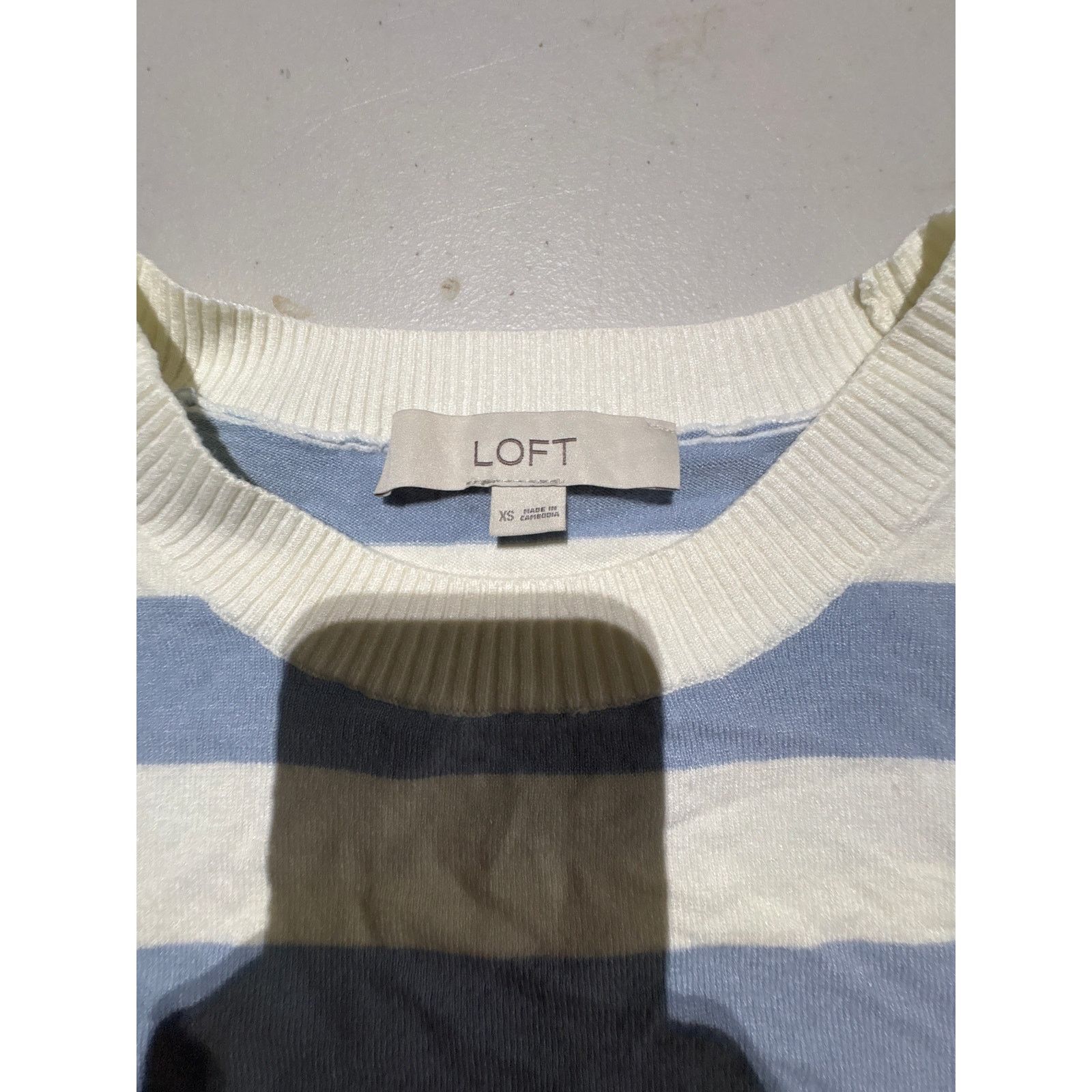 Loft LOFT Women’s XS Blue & White Striped Sweater Long Sleeve Size XS / US 0-2 / IT 36-38 - 3 Thumbnail