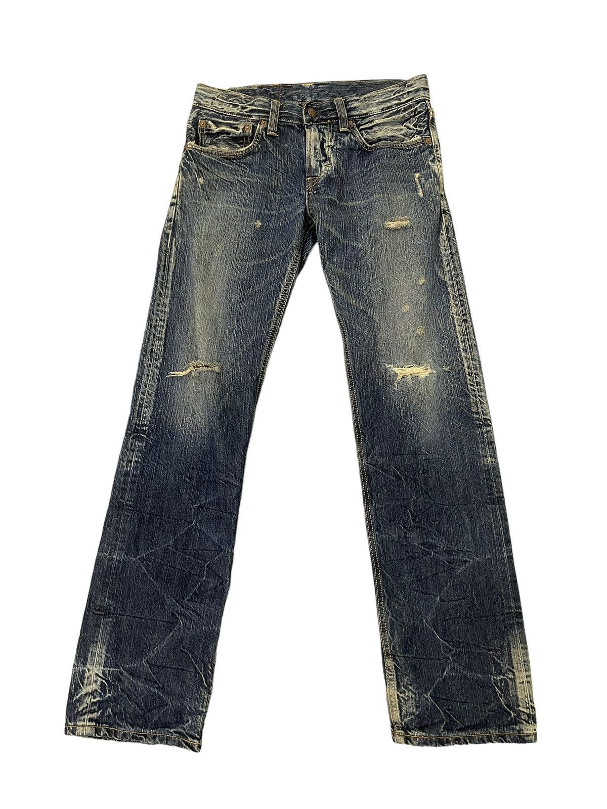 Edwin Stone Wash Jeans Edwin Japan Faded Distress Slim 8🟦2 Size US 31 - 1 Thumbnail