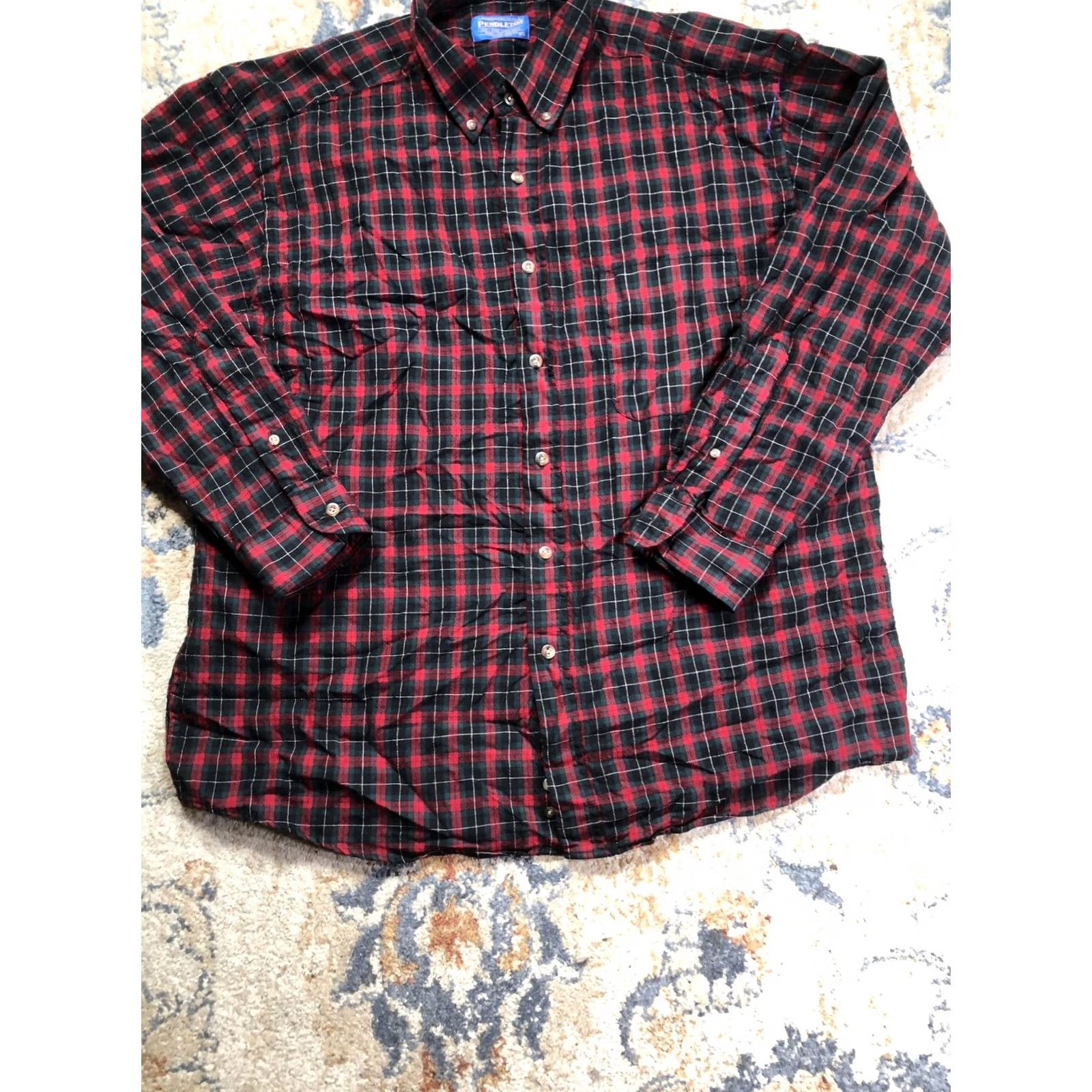 Pendleton VINTAGE Pendleton Shirt Mens XL Red Green Plaid Wool Long Sleeve Button-Down Shirt Size US XL / EU 56 / 4 - 5 Thumbnail