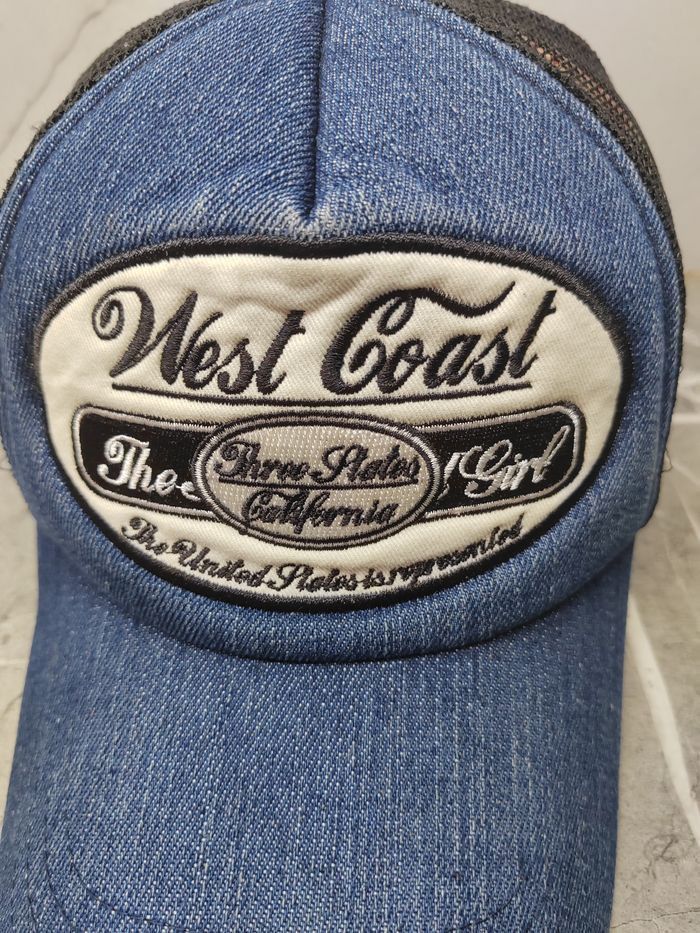 Japanese Brand Vintage West Coast Three State California Denim Trucker Hat Size ONE SIZE - 3 Thumbnail