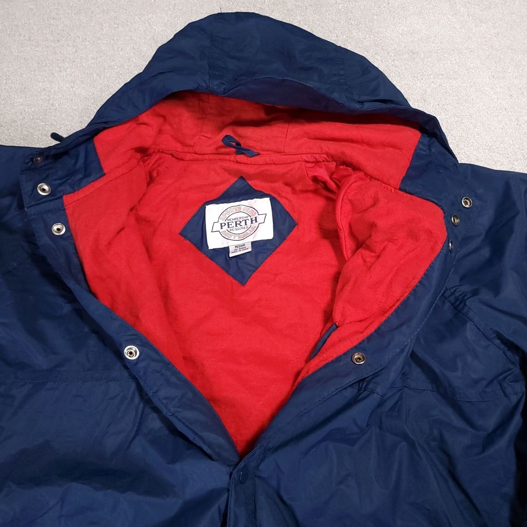 Vintage VINTAGE 90s Fleece Lined Raincoat Hooded Mens Medium Blue Red PVC Sports Club AU Shirt Man M Blue Raincoat Sports Club Australia Mens Size US M / EU 48-50 / 2 - 7 Thumbnail