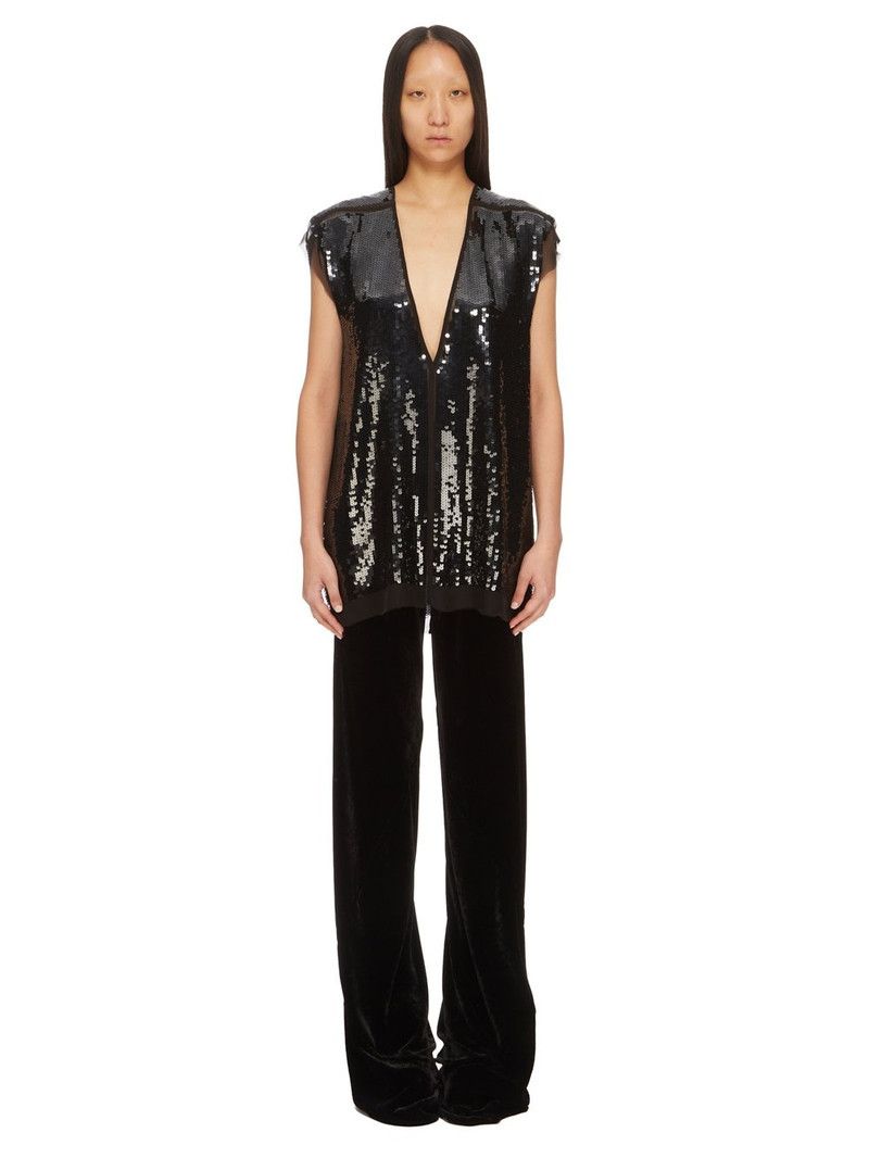 Rick Owens o1y0126 Silk T-Shirt in Black Size S / US 4 / IT 40 - 6 Thumbnail