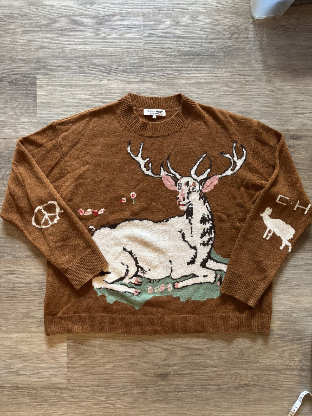Colette Hyatt Colette Hyatt White Stag Intarsia Sweater Size US L / EU 52-54 / 3 - 1 Thumbnail