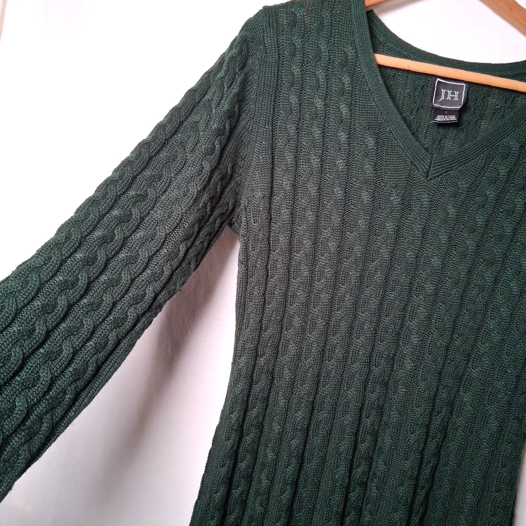 Vintage JH Jessica Howard Dress Large Hunter Green Cable Knit Long Sleeve Party Size L / US 10 / IT 46 - 6 Thumbnail