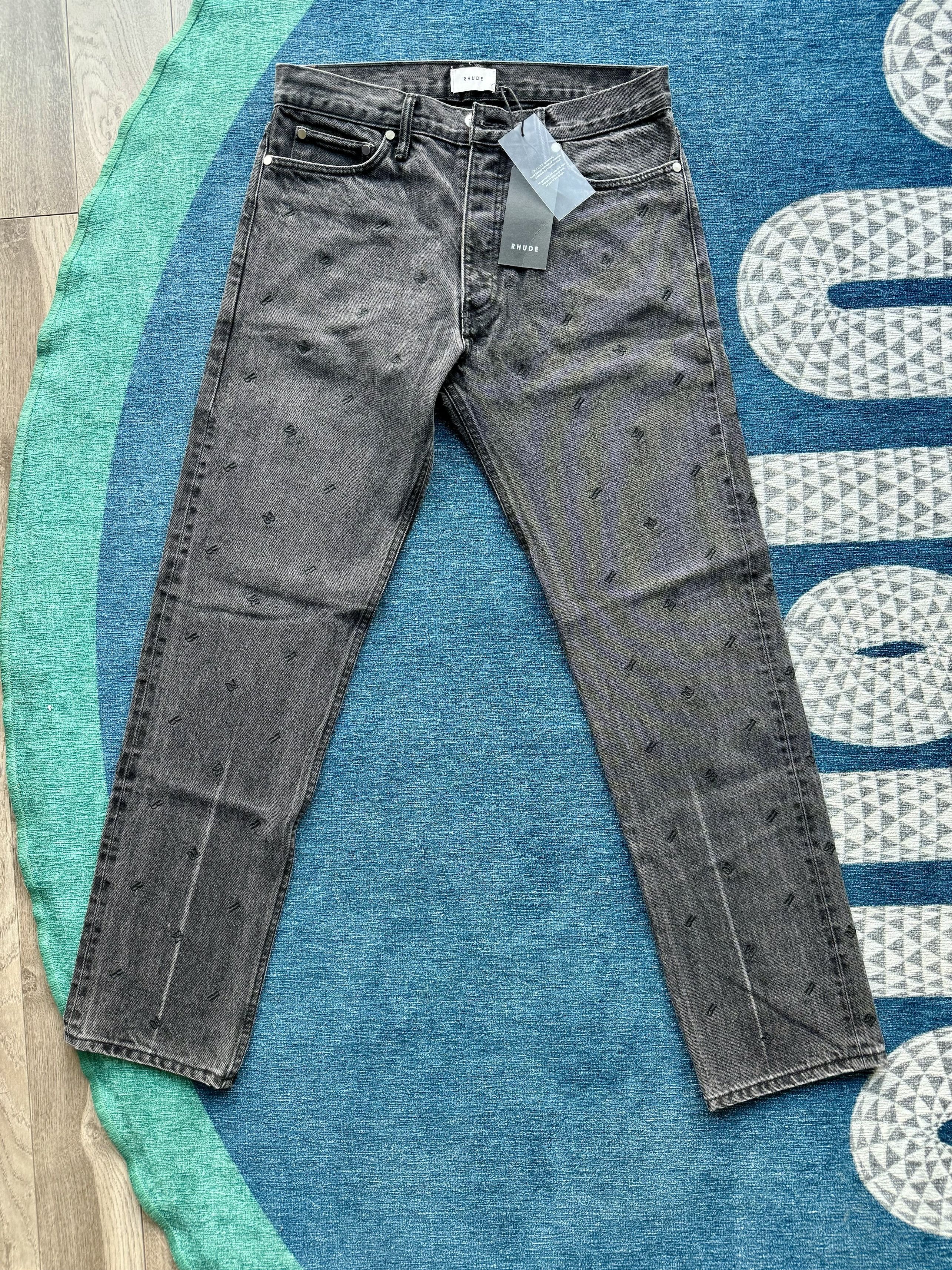 Rhude Rhude Black Embroidered Denim Jeans, Men's Size US 32 / EU 48 - 5 Thumbnail