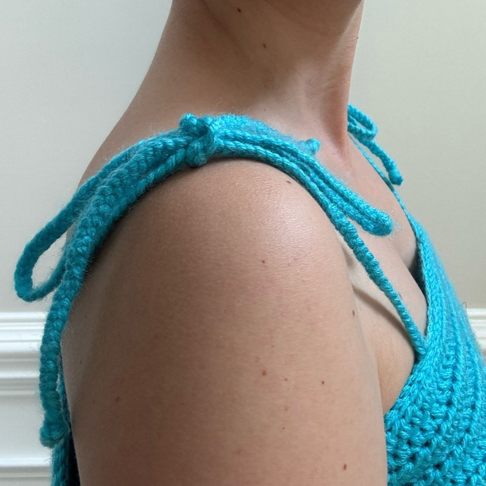 Handmade Handmade Crochet Adjustable Tie Strap Crop Top 100% Recycled Size L / US 10 / IT 46 - 4 Thumbnail