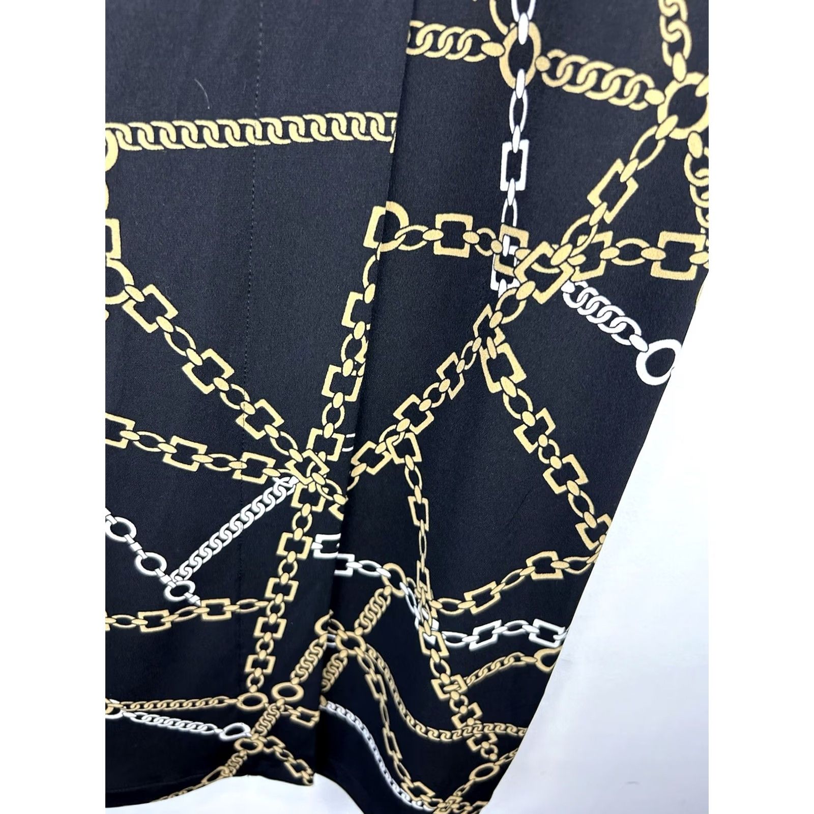 Vintage Chico's Chain Print Midi Dress Womans Small Black Faux Wrap Stretch Equestrian Old Money Dress Size S / US 4 / IT 40 - 6 Thumbnail