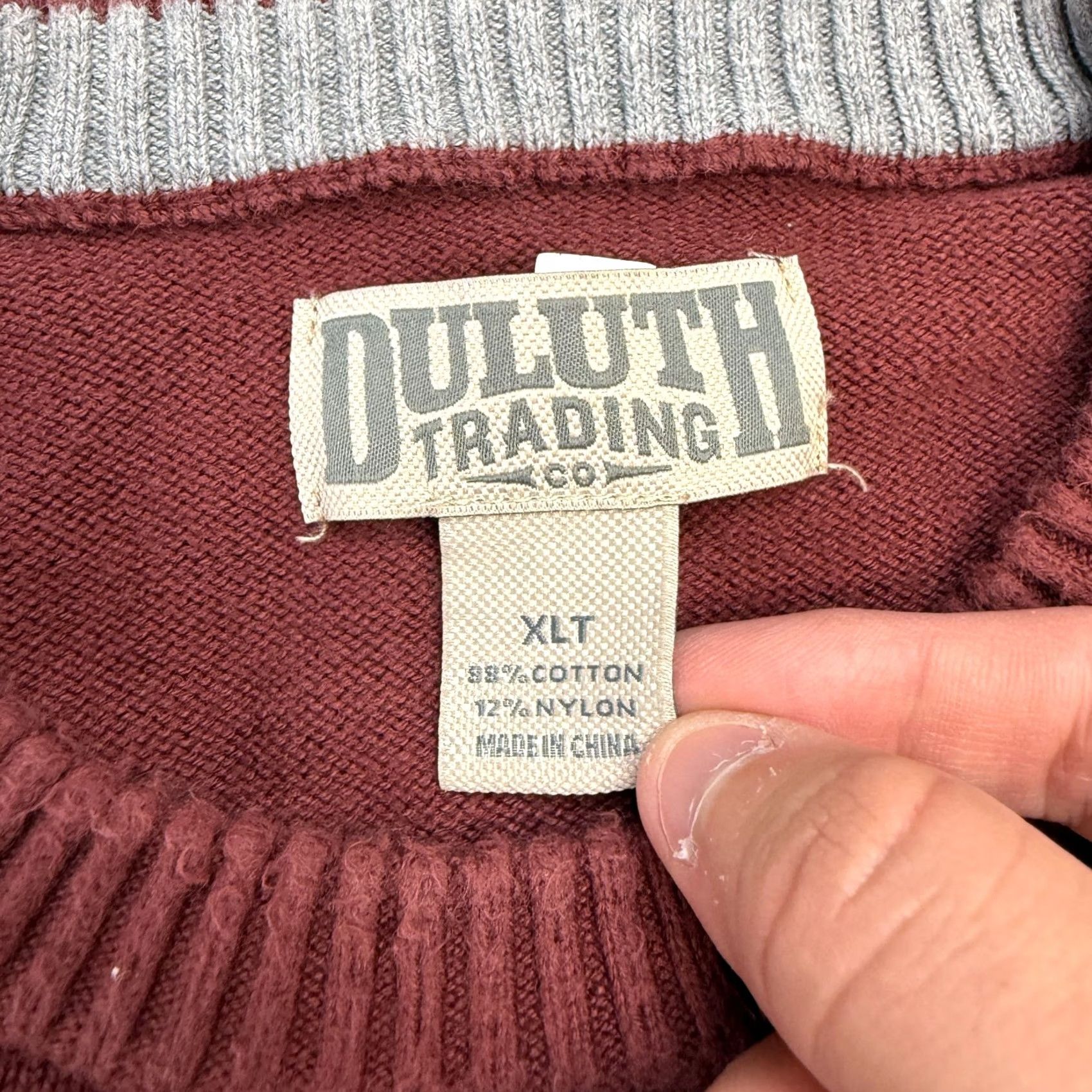Vintage Duluth Sweater Mens XLT Maroon Red Strongarm Cotton Crewneck Knit Pullover Shirt Size US XL / EU 56 / 4 - 7 Thumbnail