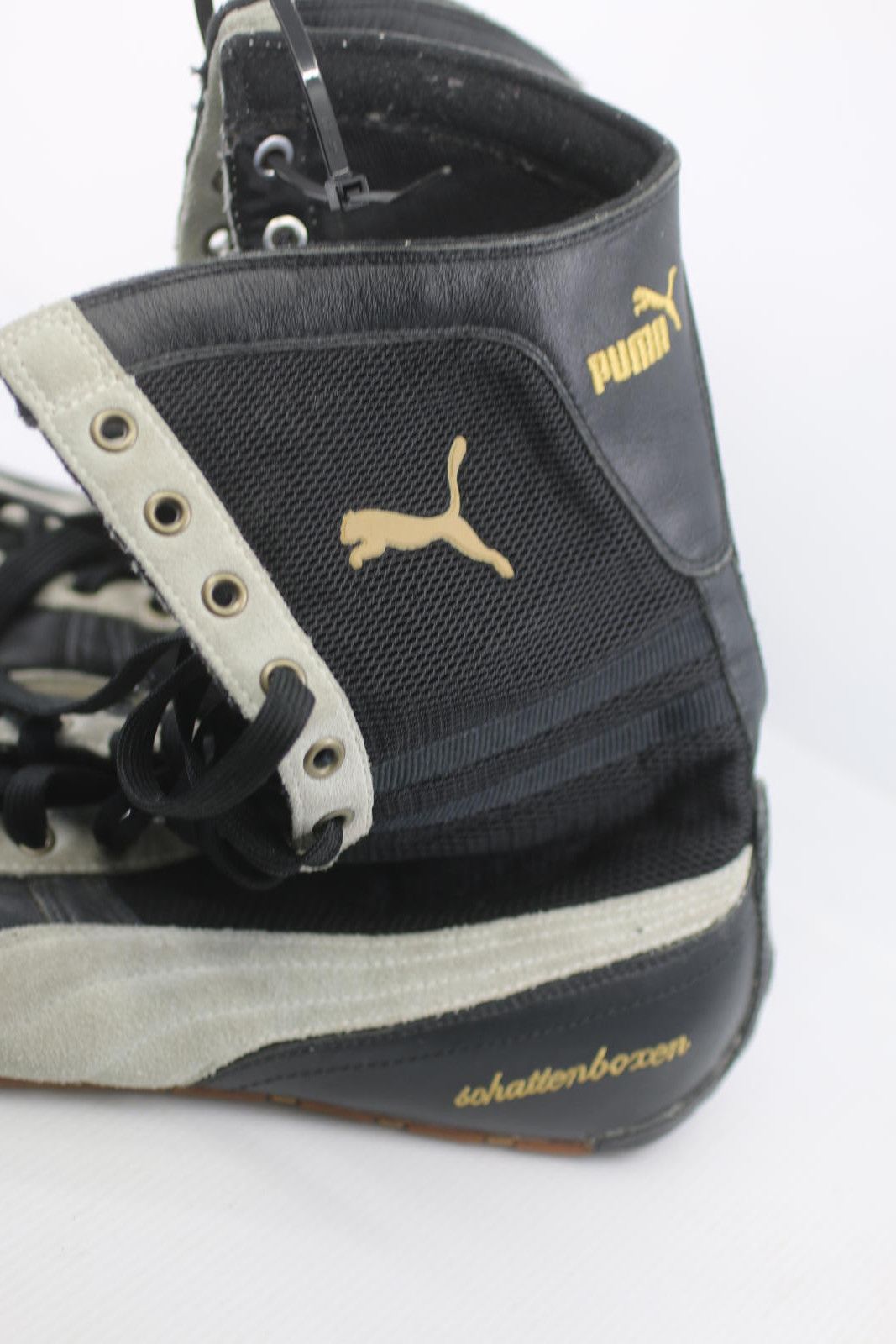 Puma PUMA High Top Boxing Shoes Black White Gold Sole Size 10.5 Size US 11.5 / EU 44-45 - 2 Thumbnail