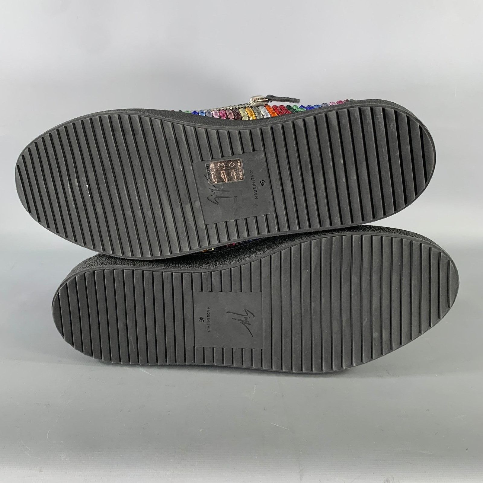 Giuseppe Zanotti GIUSEPPE ZANOTTI Multi Color Studded Mixed Zip Sneakers Size US 13 / EU 46 - 6 Thumbnail