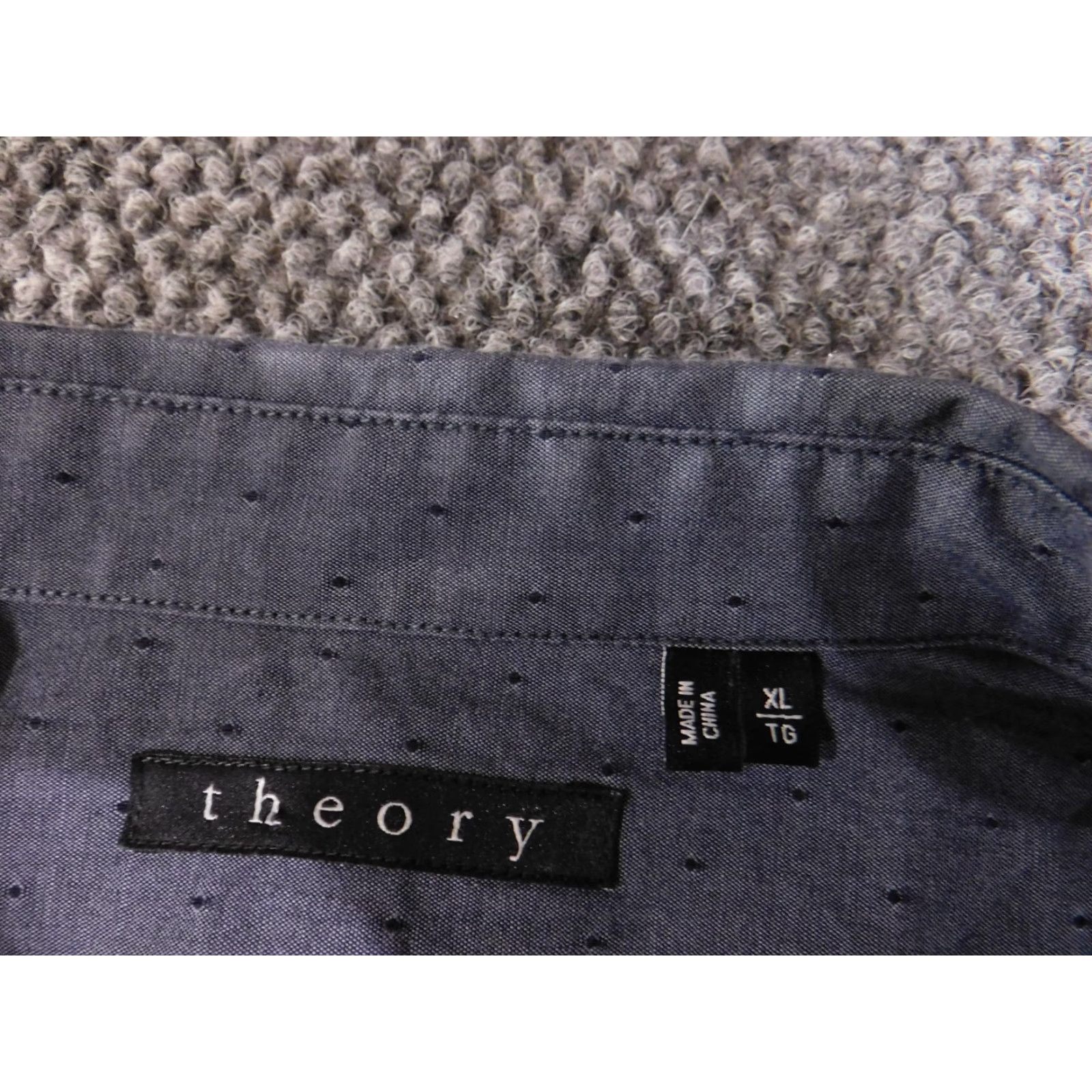Theory VINTAGE Theory Shirt Mens XL Gray Dobby Dot Button Up Long Sleeve 100% Cotton Casual Size US XL / EU 56 / 4 - 5 Thumbnail