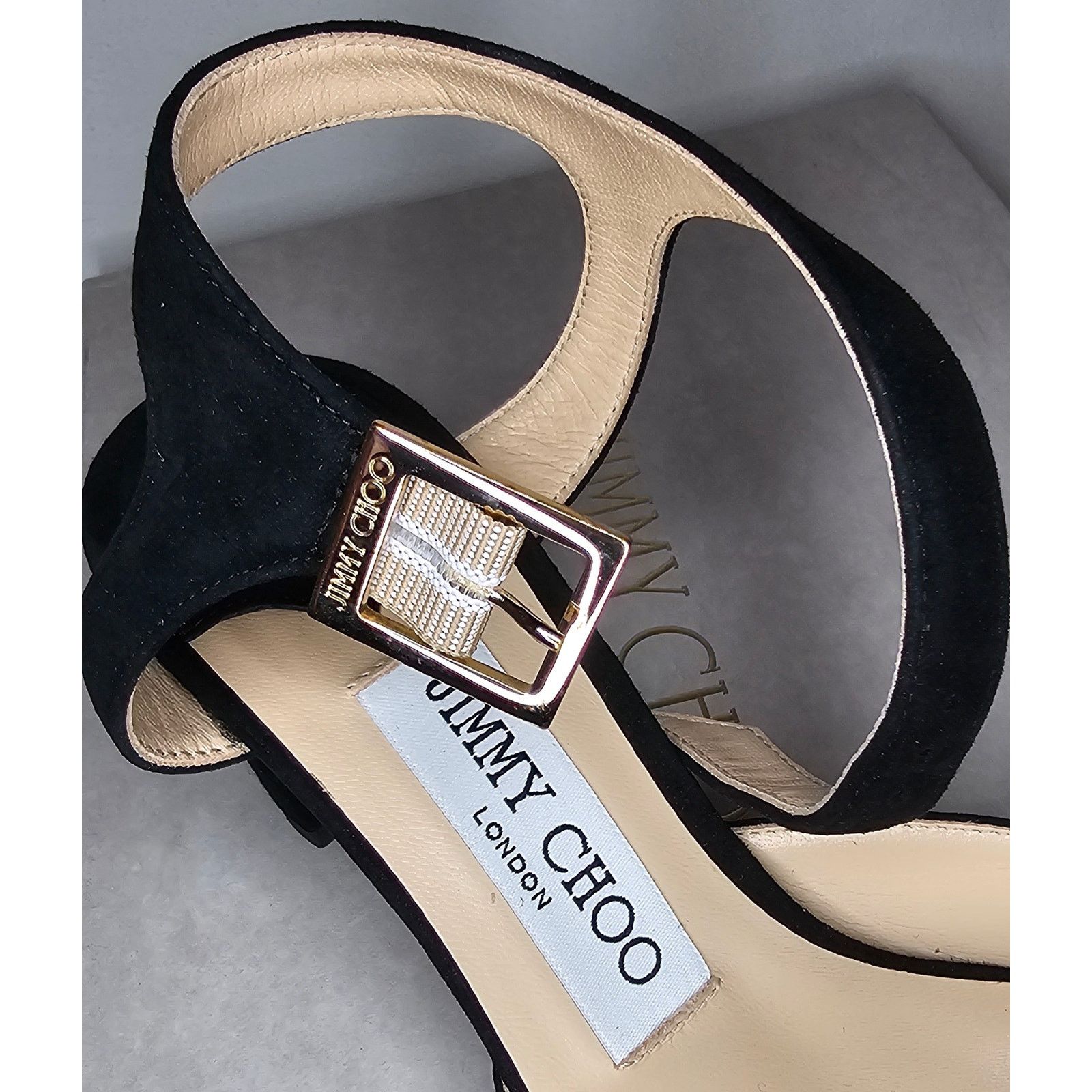 Jimmy Choo Jimmy Choo Black Suede Block Heels Ankle Strap Pointed Toe Size US 6 / IT 36 - 9 Thumbnail