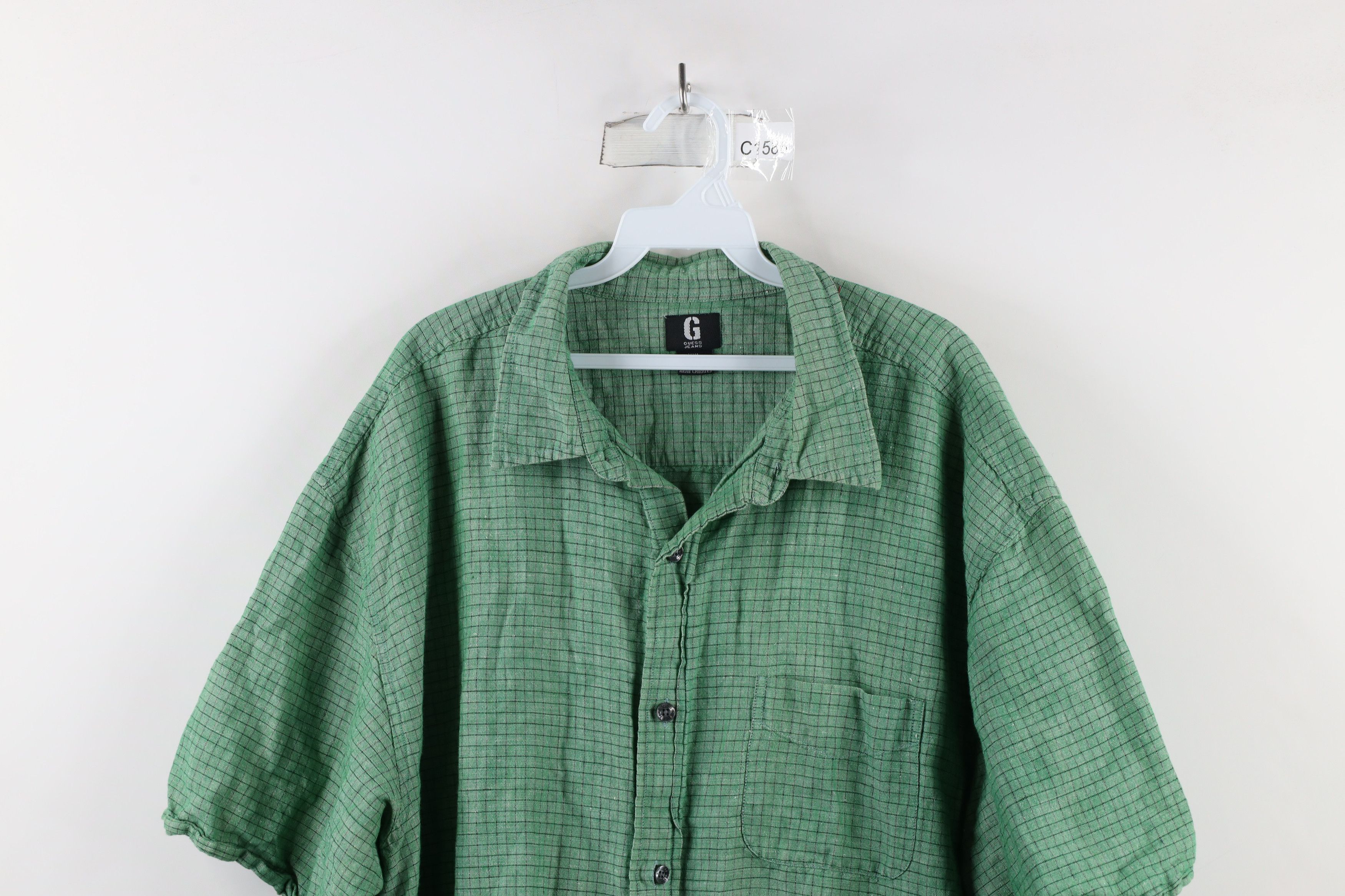 Guess × Vintage Vintage 90s Guess Jeans Short Sleeve Button Shirt Green Size US XXL / EU 58 / 5 - 2 Thumbnail