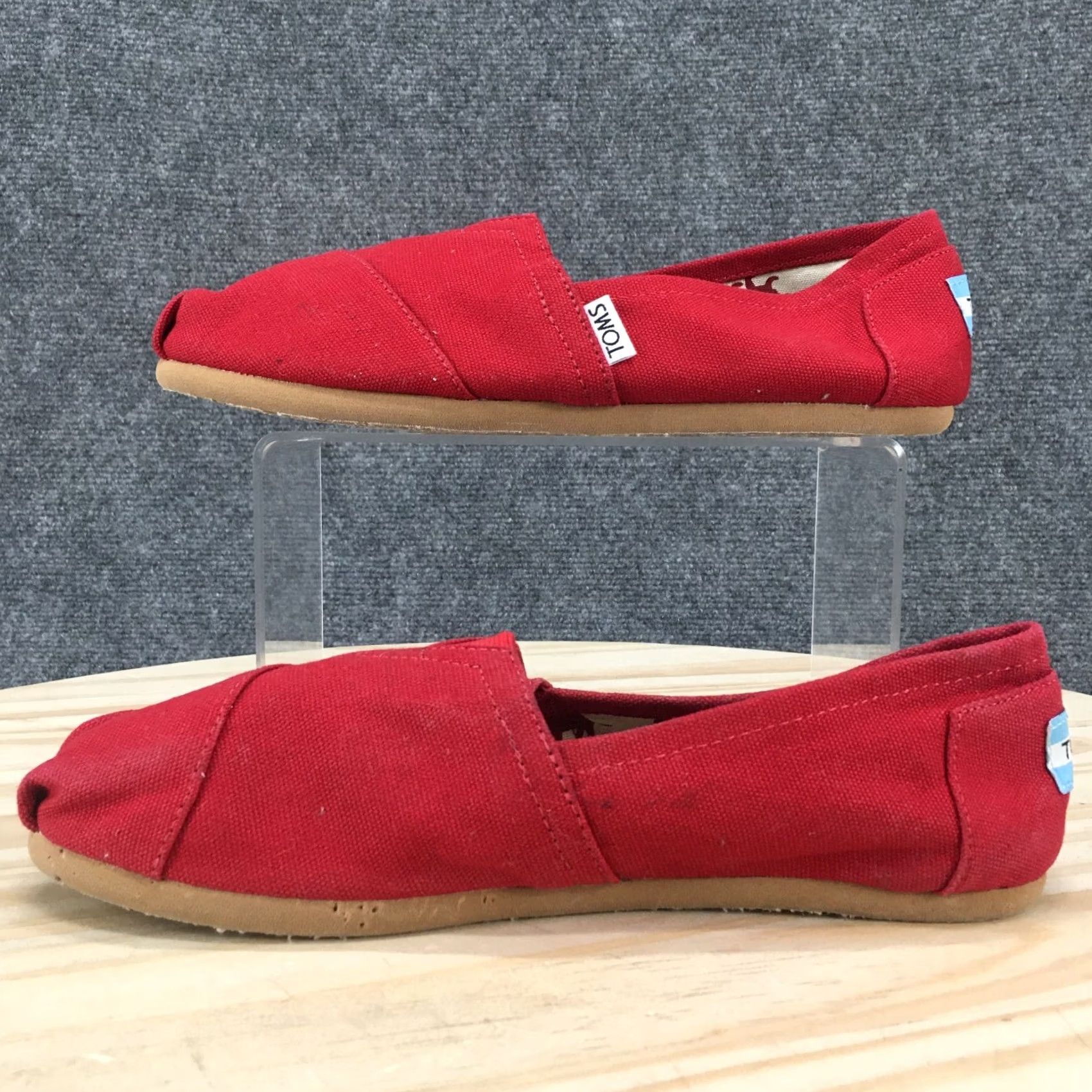 Toms TOMS Alpargata Slip-On Flats Womens 7.5 Red Canvas Casual Comfort Low Top Shoes Size M / US 6-8 / IT 42-44 - 2 Thumbnail