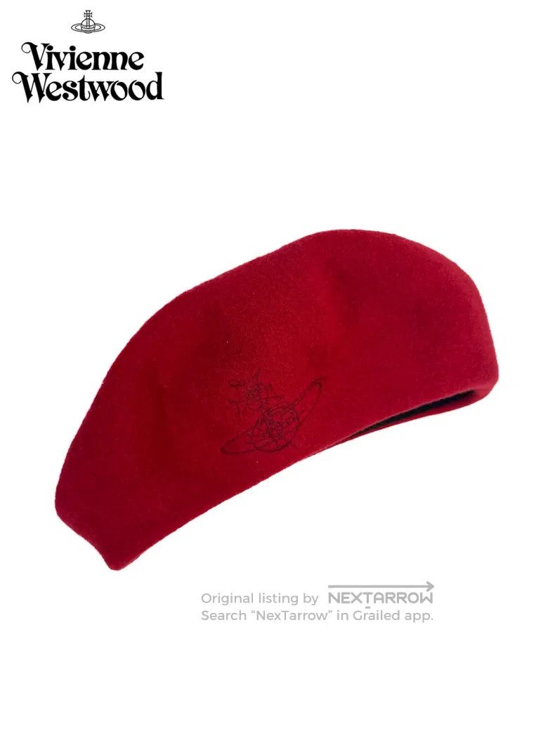 Vivienne Westwood Vivienne Westwood Red Saturn Logo Beret Size ONE SIZE - 1 Thumbnail