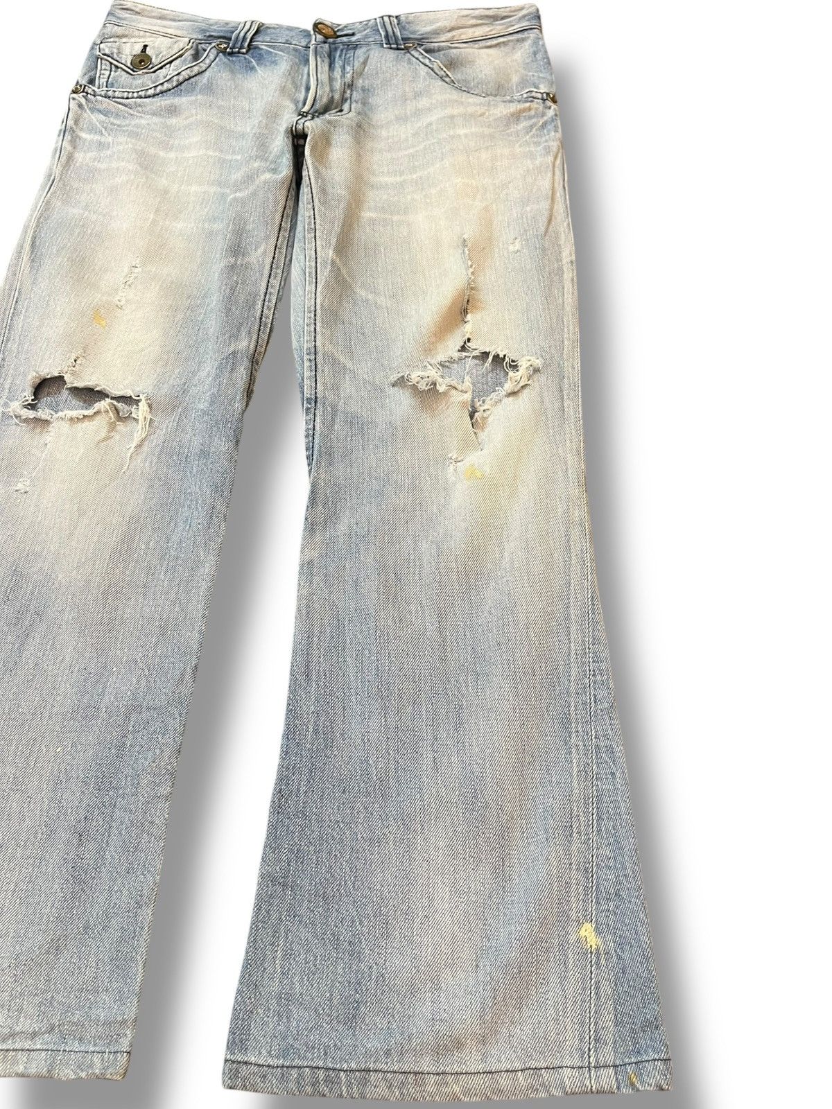 Edwin Vintage Edwin Blue Trip Flare Faded Distressed Denim Size US 35 - 4 Thumbnail