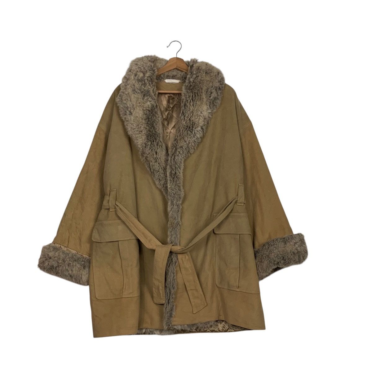 Laura Ashley LAURA ASHLEY Faux Fur Lining Belted Cotton Coat #2671-C120 Size S / US 4 / IT 40 - 1 Thumbnail
