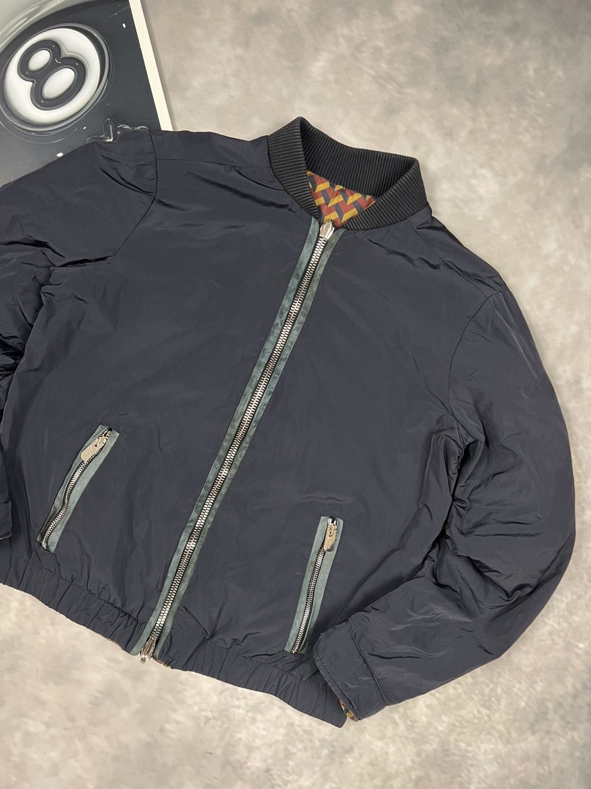 Bally BALLY Reversible Silk Bomber Jacket Navy/Print Wmn IT 44 (L) Size L / US 10 / IT 46 - 2 Thumbnail