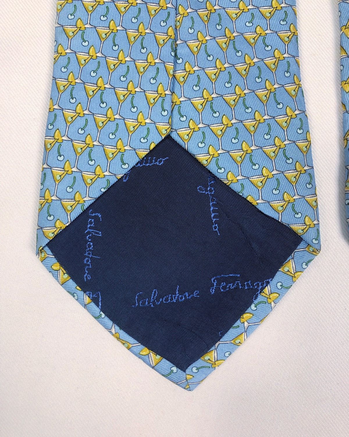 Salvatore Ferragamo Vintage Salvatore Ferragamo Cherry Martini Motive Silk Tie Size ONE SIZE - 7 Thumbnail