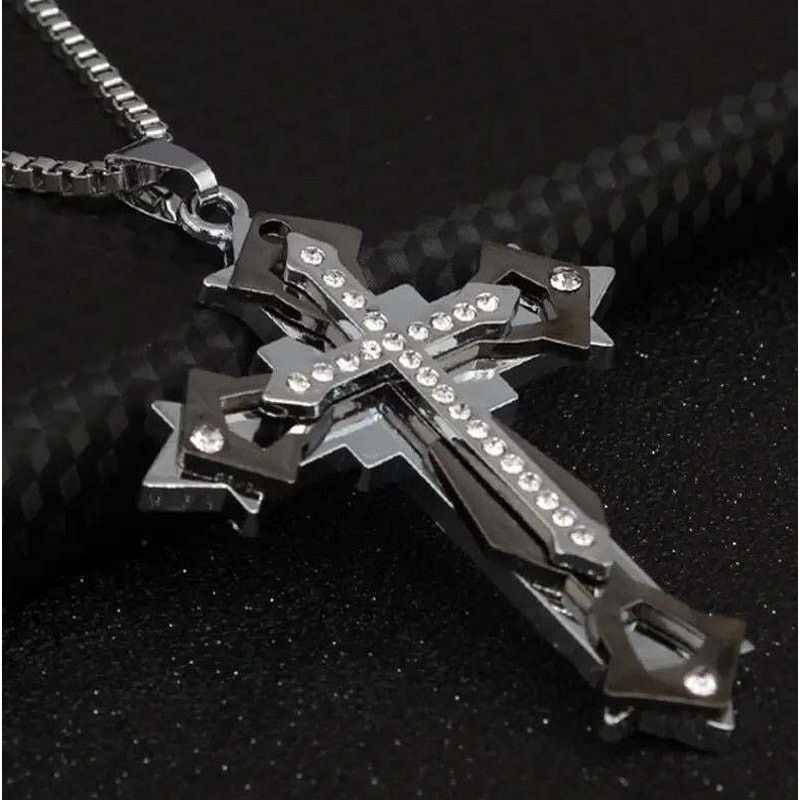 Other Titanium Punk Cross Necklace • CZ Pendant • GOLD Anodized Size ONE SIZE - 4 Thumbnail