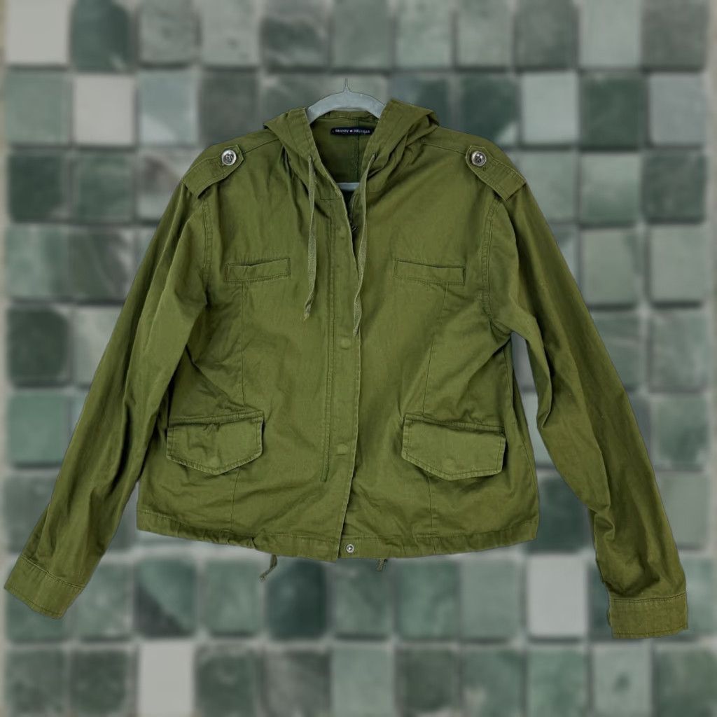 Brandy Melville Brandy Melville Military Jacket Womens One Size Green Full Zip Hood Long Sleeve Size ONE SIZE - 1 Thumbnail