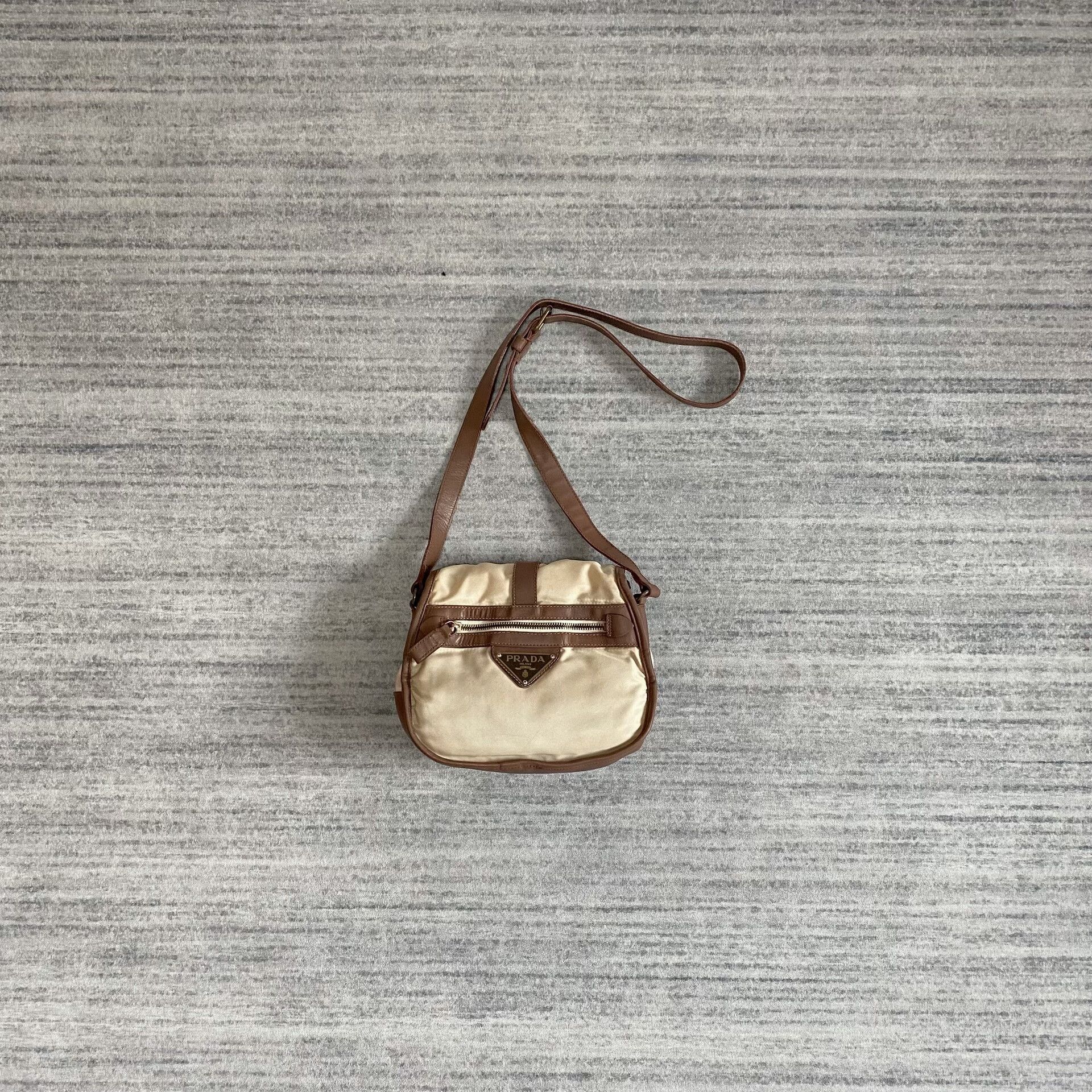 Prada Prada White Brown Mini Shoulder Bag Size ONE SIZE - 1 Thumbnail
