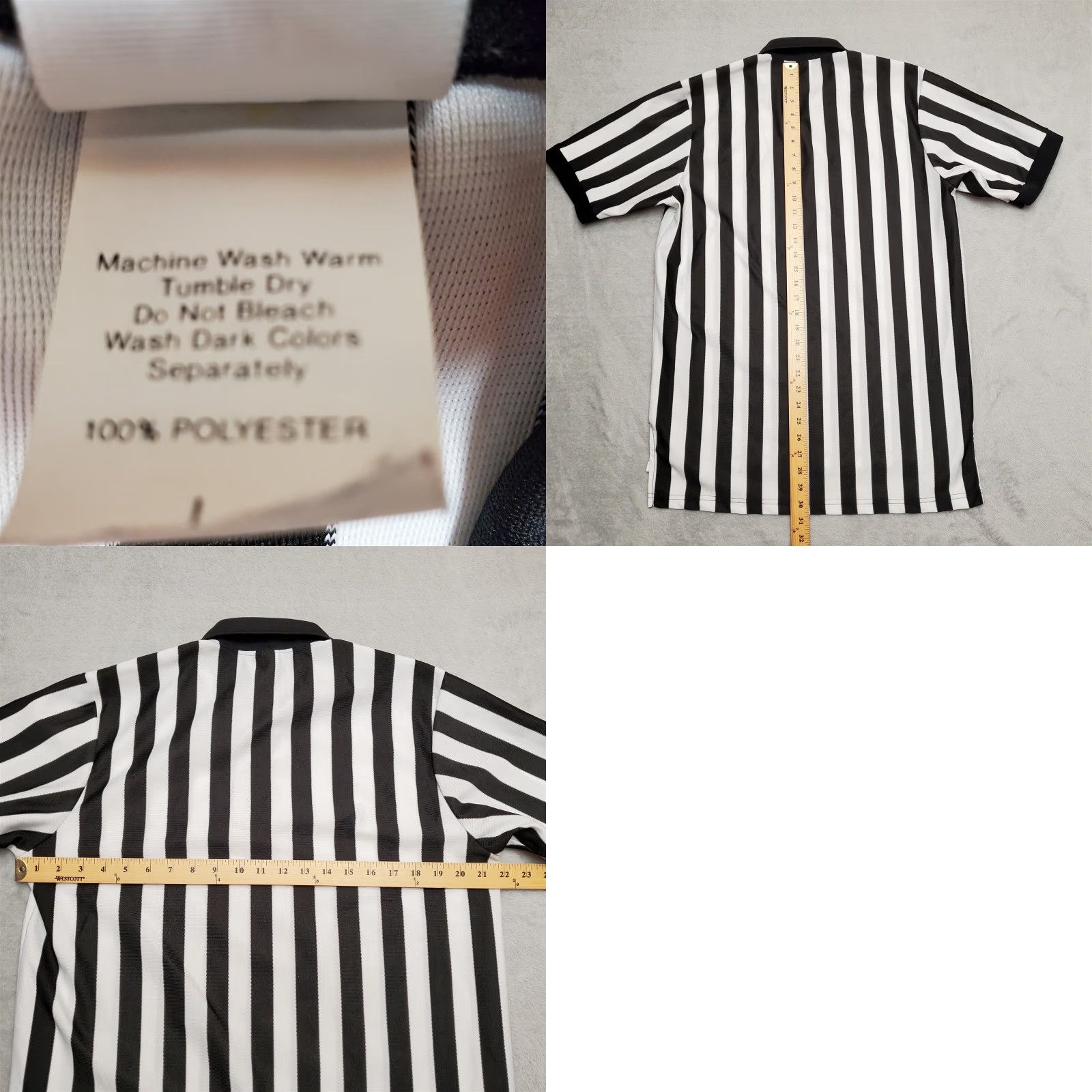 Vintage VINTAGE Referee Shirt Mens L Black White Striped Collared 1/4 Zip Washington Cliff Keen Mens T-Shirt Sports Short Sleeve Breathable Polyester Knit Size US L / EU 52-54 / 3 - 8 Thumbnail