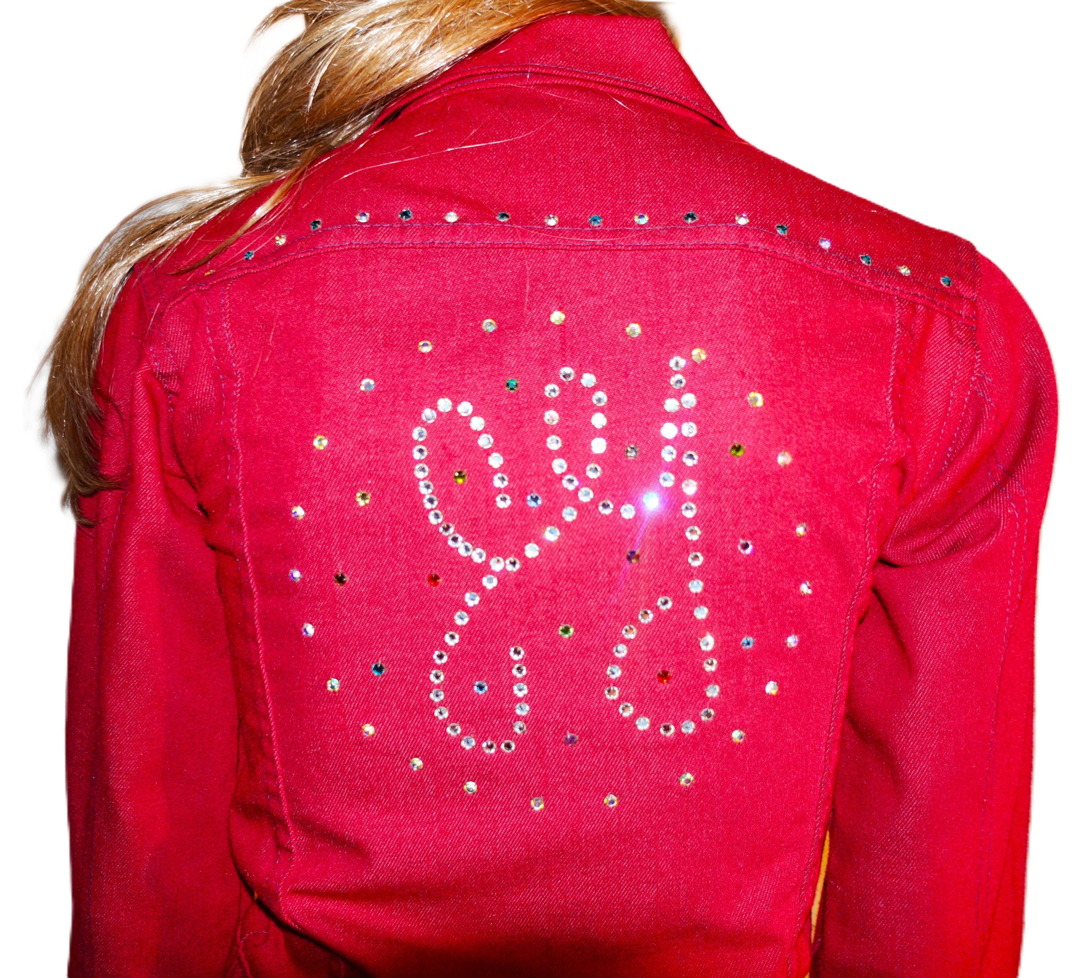 Vintage Vintage Put on Shop Burgundy Crystals Jean Jacket 14 XS Size XS / US 0-2 / IT 36-38 - 6 Thumbnail