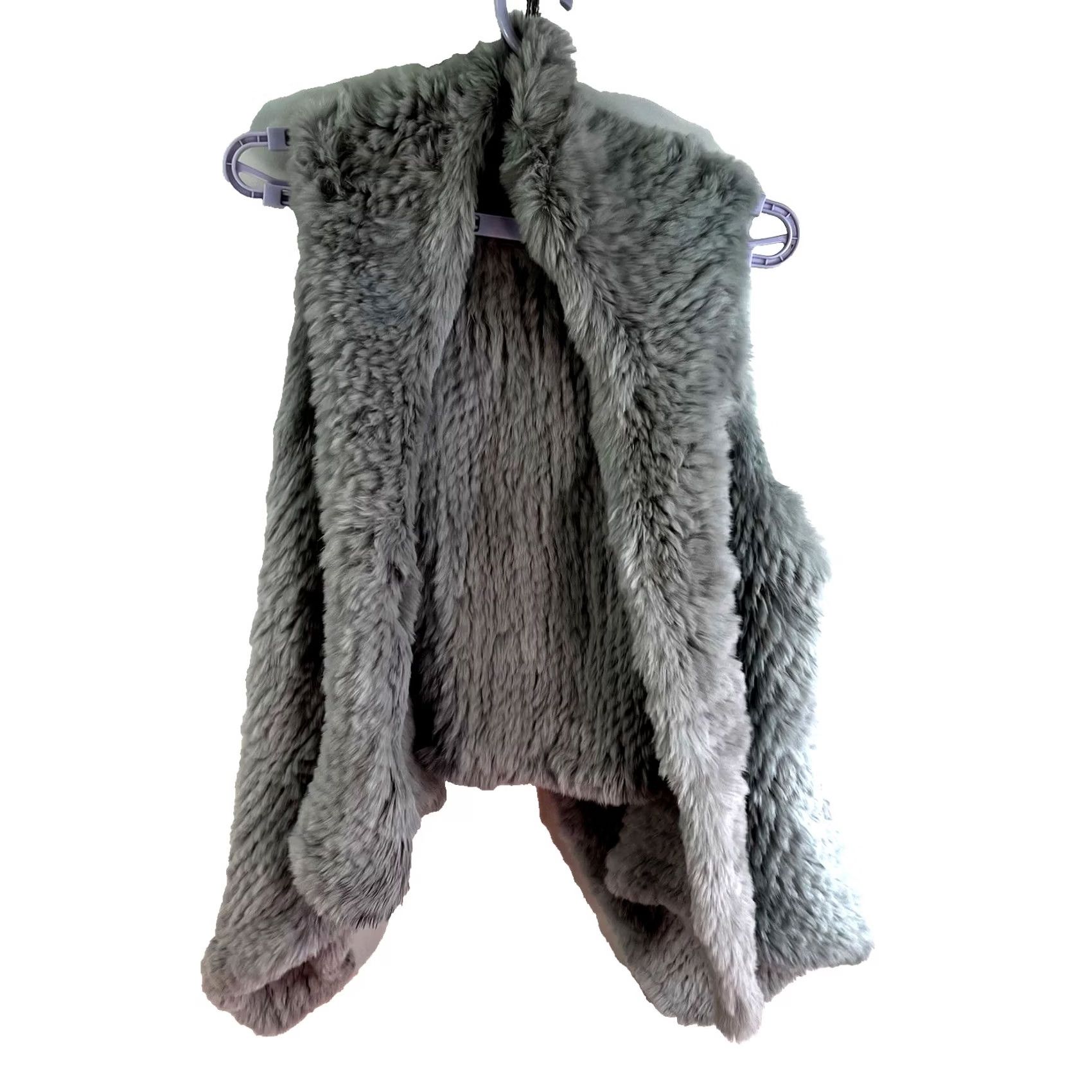 J Brand H Brand Indie 100% Rabbit Fur Cardigan Open Vest M/L Gray Vest Women M/L Gray 90s Bohemian City Classic Designer Size M / US 6-8 / IT 42-44 - 2 Thumbnail