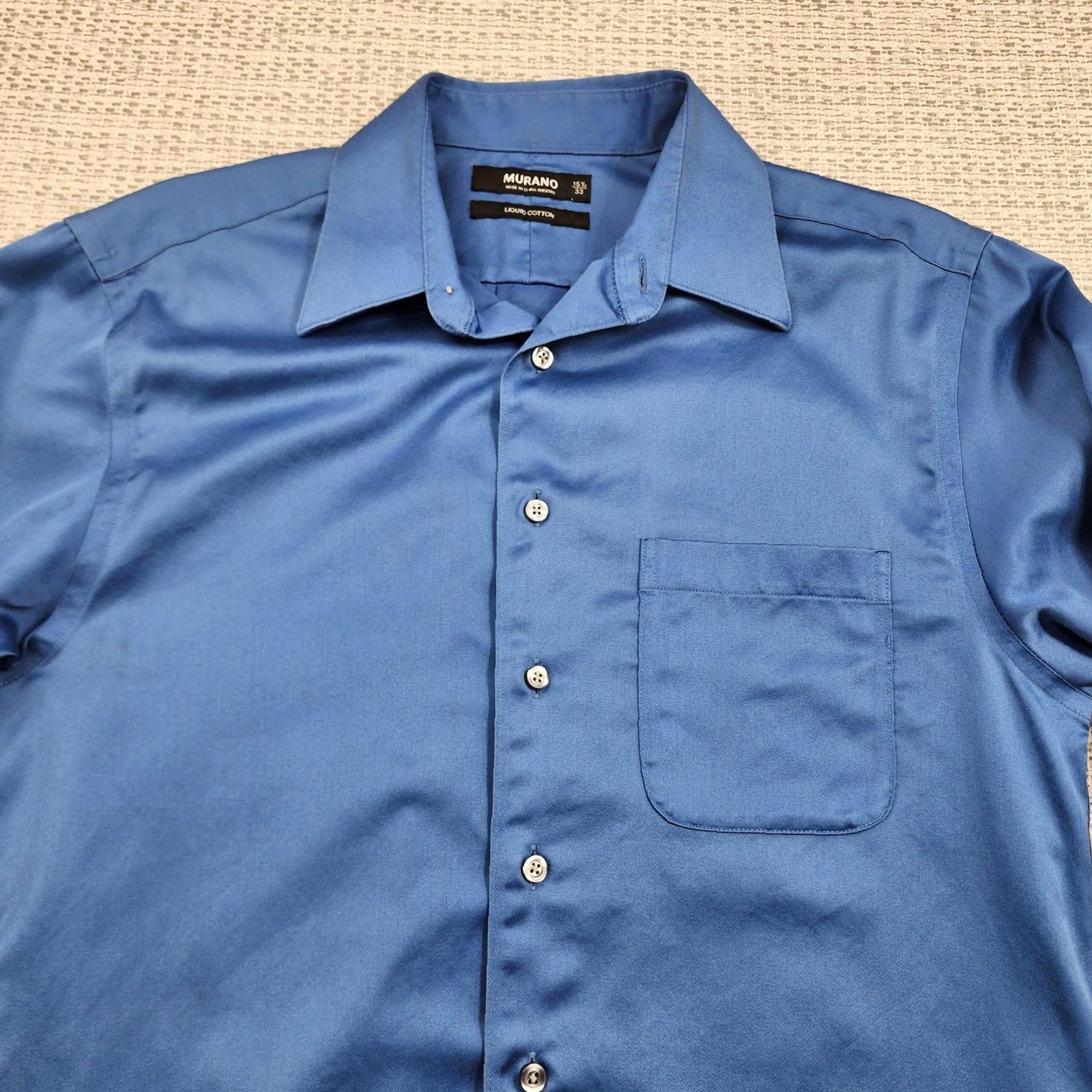 Murano Murano Shirt Mens 15.5 33 Blue Liquid Cotton Long Sleeve Button Up Dress Shirt Size 42R - 4 Thumbnail