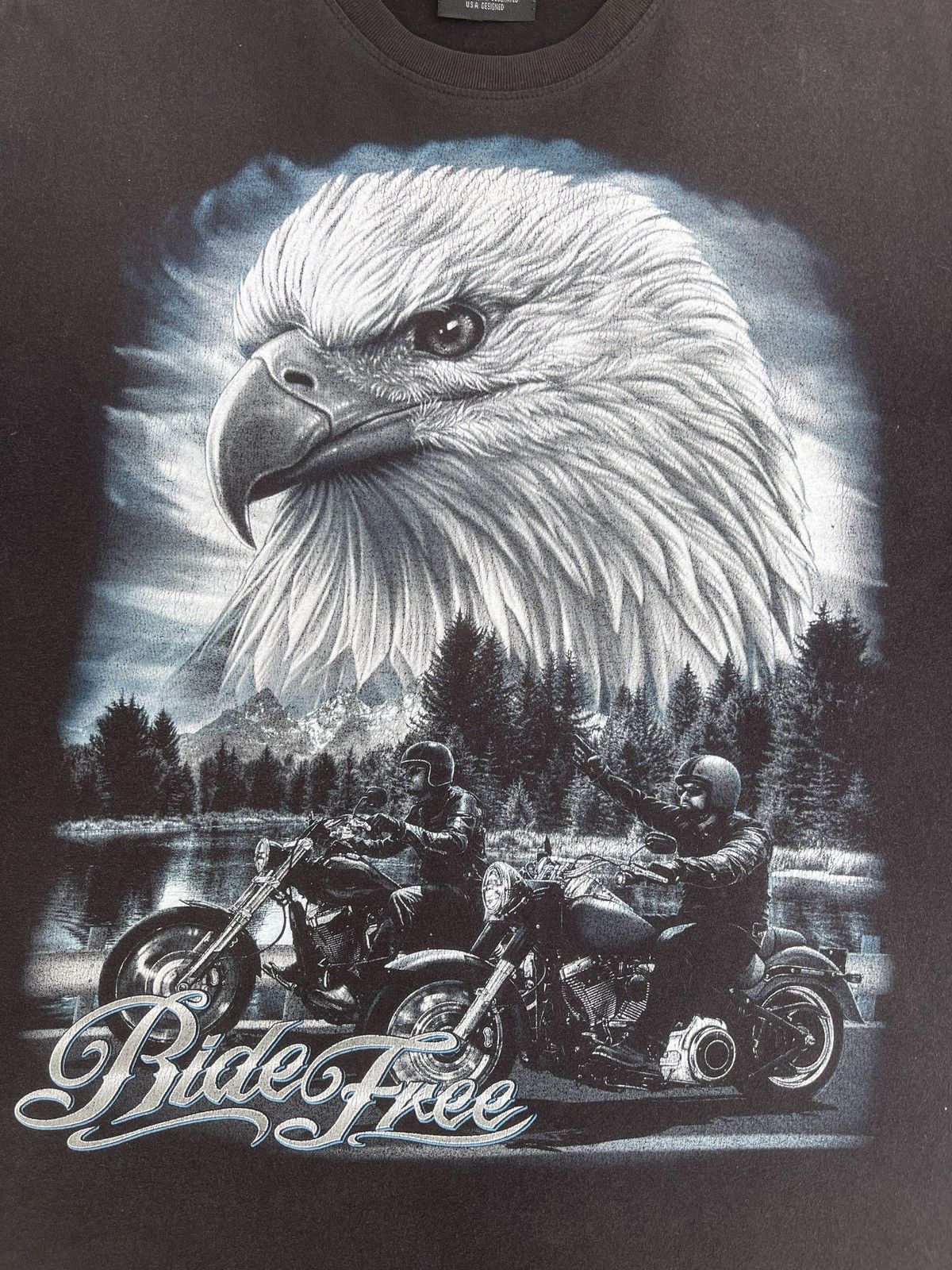 Harley Davidson Last Drop🔥Vtg Motorcycle Eagle Live To Ride Faded T-Shirt Size US XL / EU 56 / 4 - 9 Thumbnail