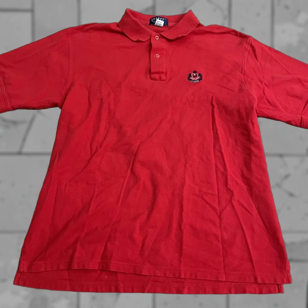 Vintage VTG La Mode Polo Shirt Mens XL Red USA 100% Cotton Golf Shirt Size US XL / EU 56 / 4 - 1 Thumbnail