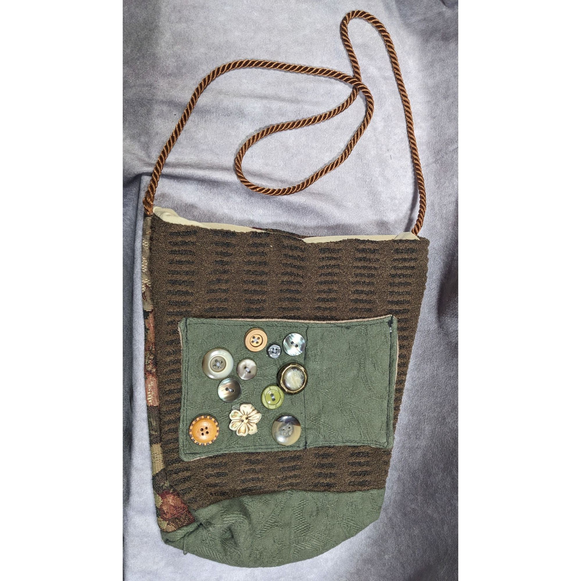 Other Handmade Cottagecore Retro Fabric Button Accent Bag Size ONE SIZE - 5 Thumbnail