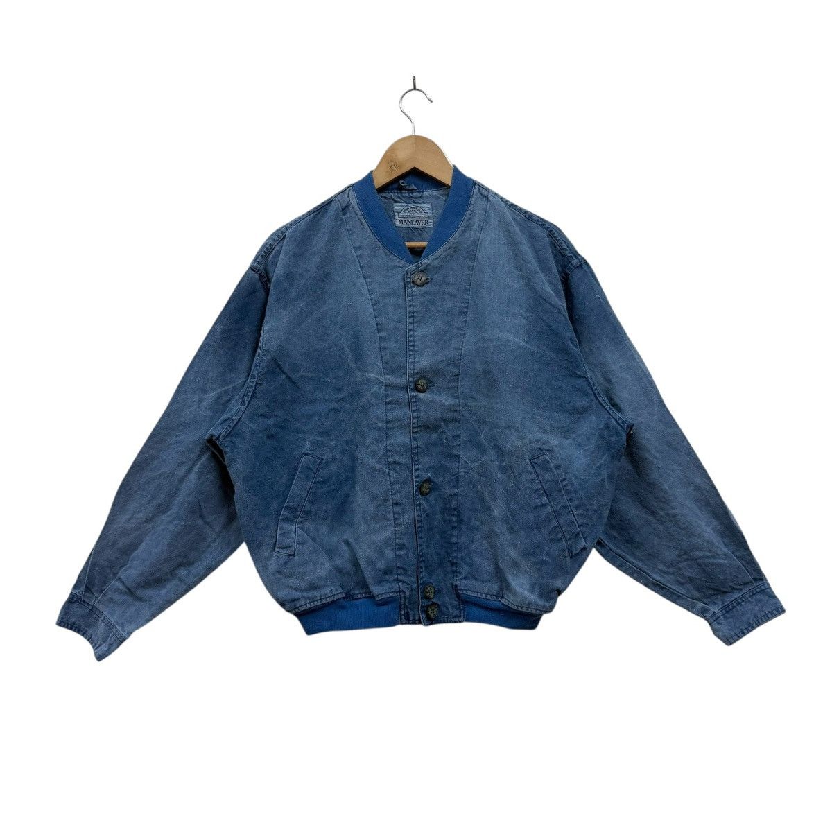 Japanese Brand Vintage Maneaver Jacket Bomber Denim Cotton Size US XL / EU 56 / 4 - 1 Thumbnail
