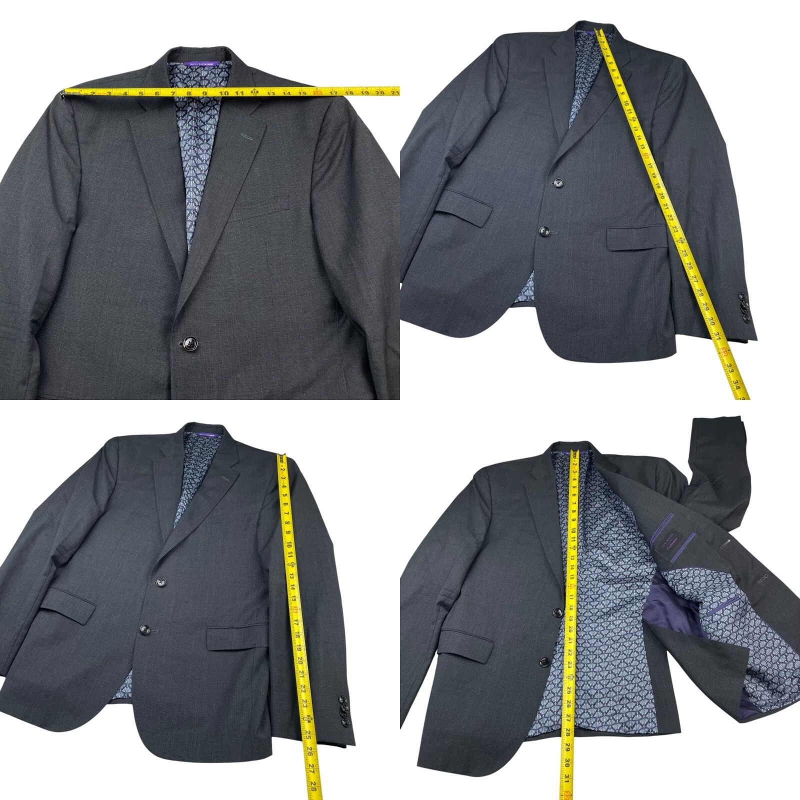 Ted Baker Ted Baker Endurance 100% Wool 2-Button Blazer Gray 42R US Men's Size 42R - 8 Thumbnail