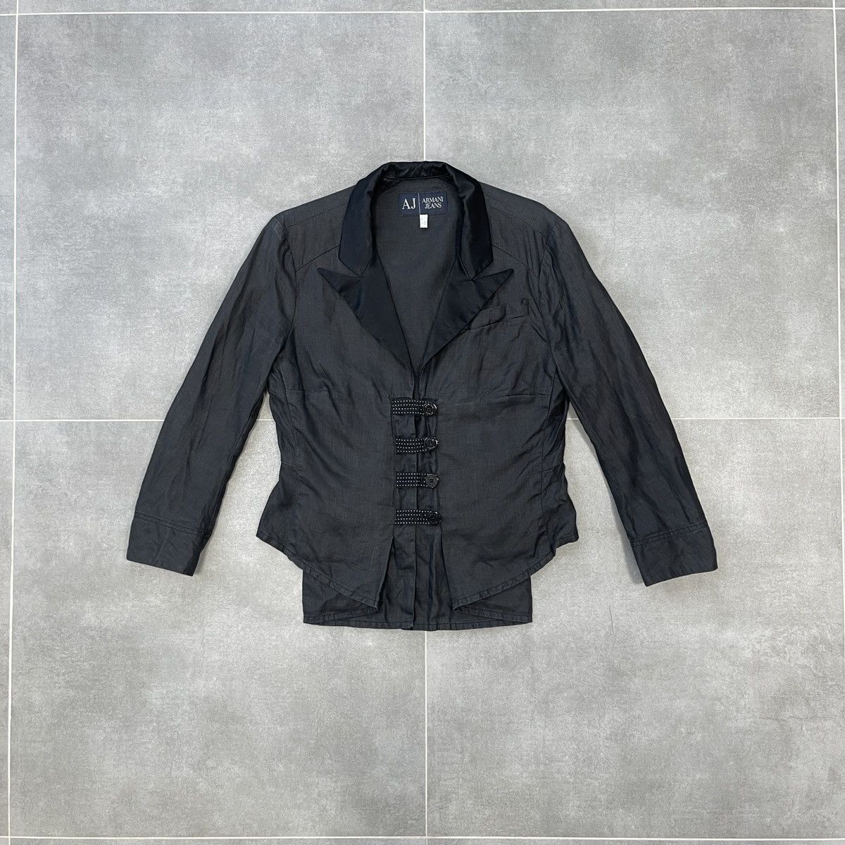 Armani × Vintage Vintage Armani Jeans Linen Blazer Size M Size M / US 6-8 / IT 42-44 - 3 Thumbnail