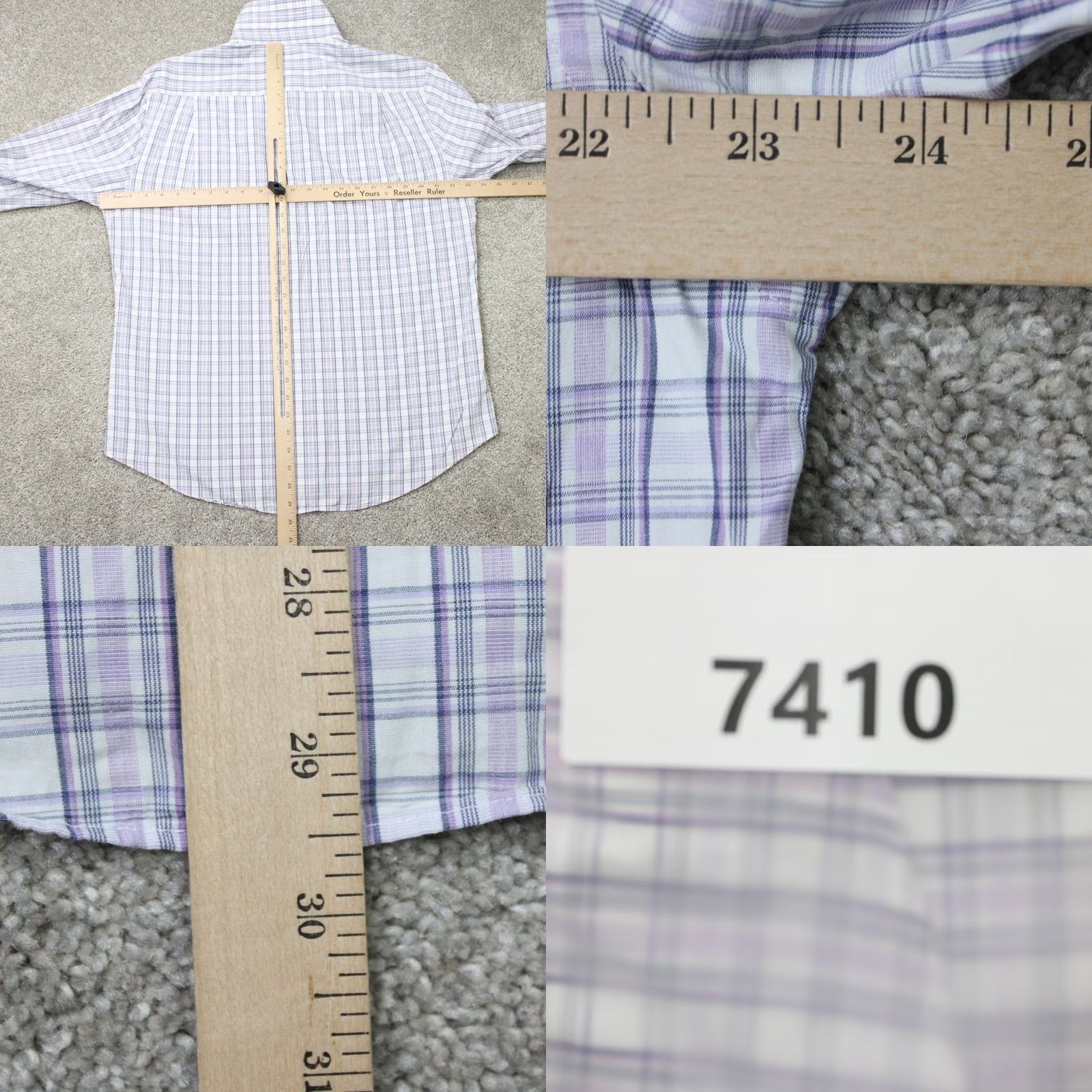 Jos. A. Bank Jos A Bank Reserve Shirt Mens Large Purple/Blue Plaid Cotton/Cashmere Tailored Fit L/S Size US L / EU 52-54 / 3 - 8 Thumbnail