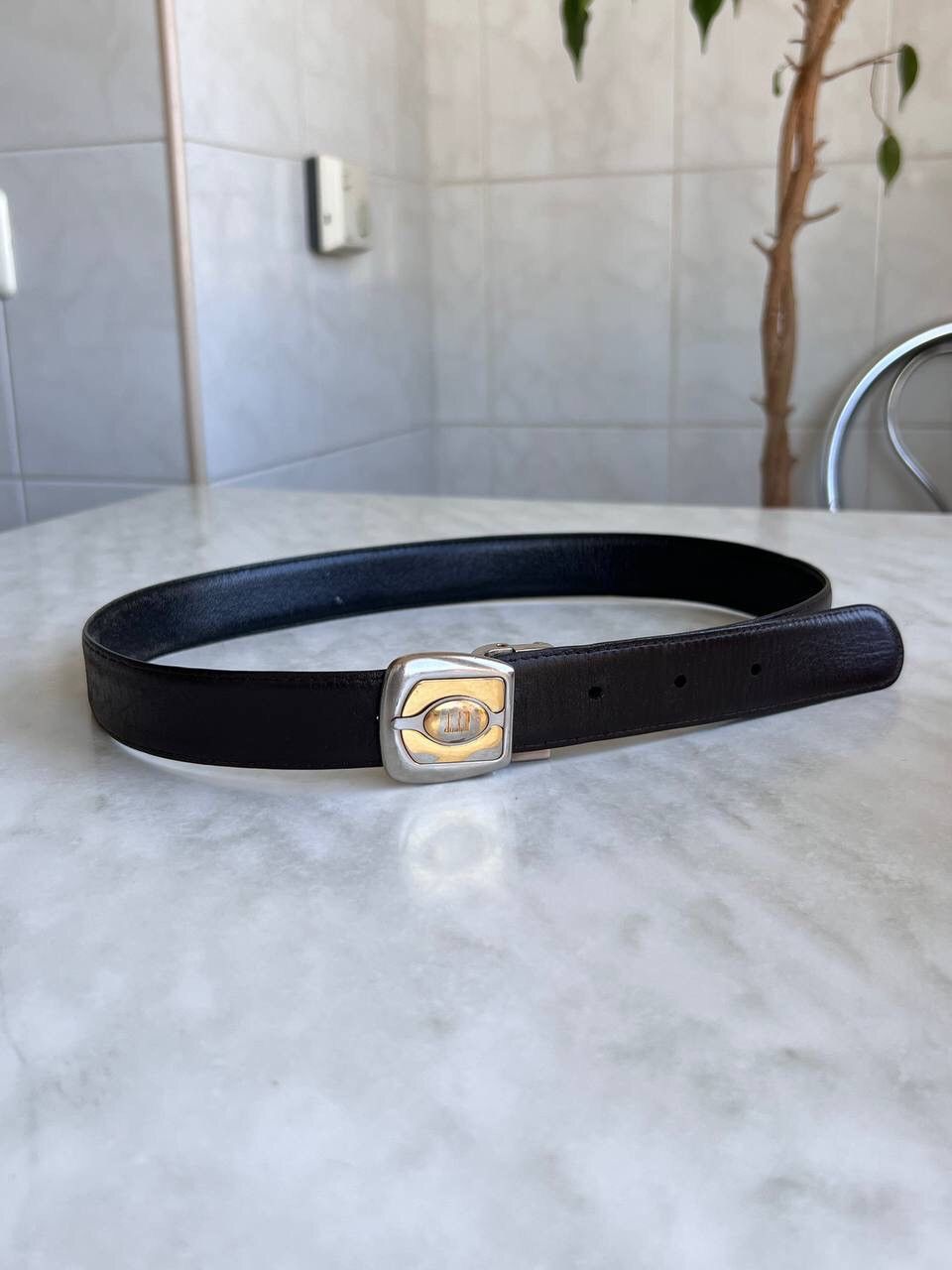 Alfred Dunhill Vintage Dunhill Brass Buckle Leather Belt 90's Italy Size 36 - 9 Thumbnail